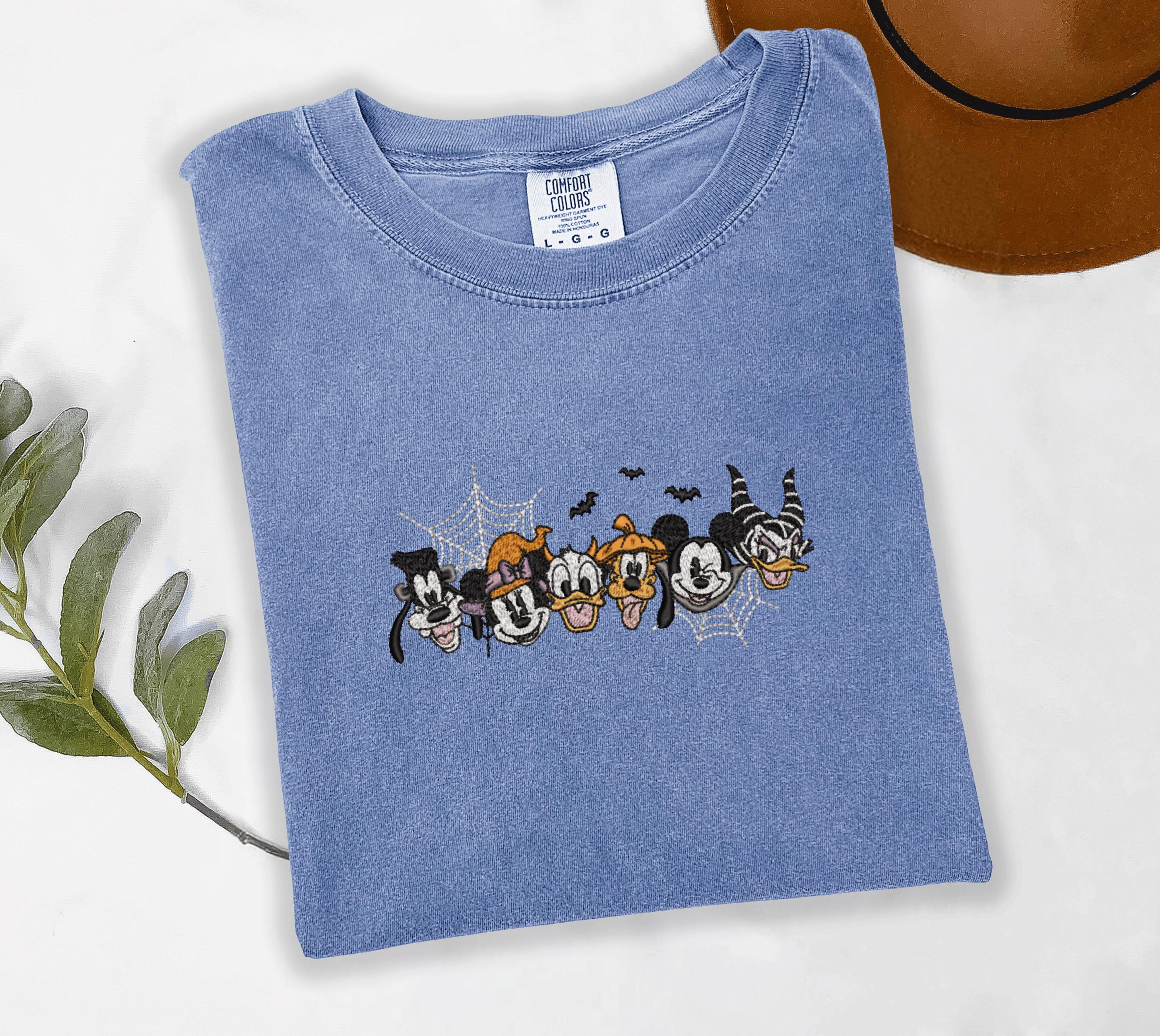Mickey and Minnie Halloween Embroidered Comfort Colors Tee With Pumpkin Patch for Spooky Fall Family Vacation Gift - photo 2