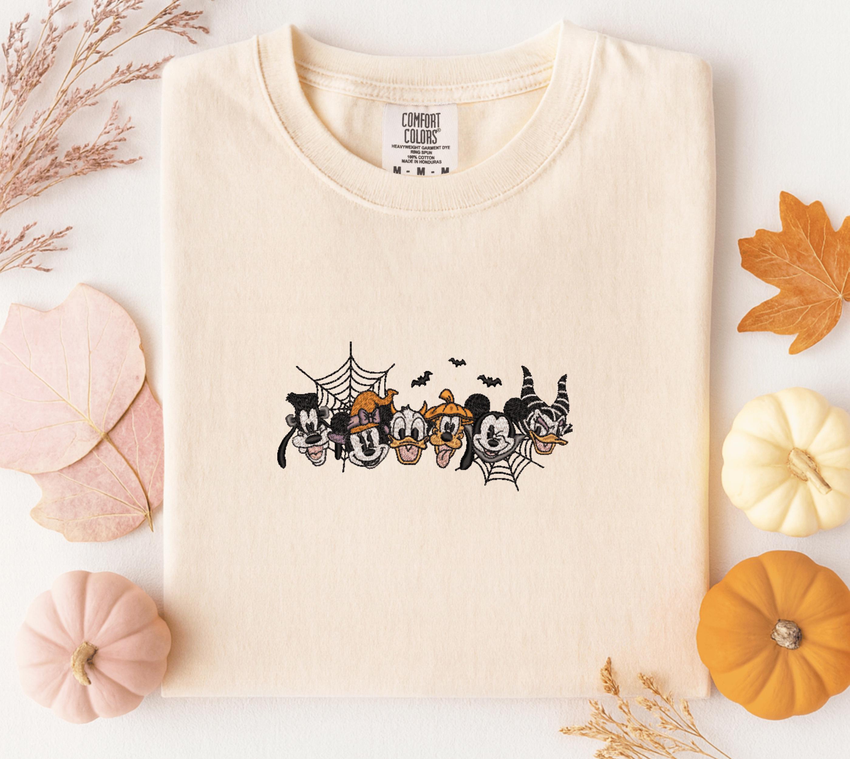 Mickey and Minnie Halloween Embroidered Comfort Colors Tee With Pumpkin Patch for Spooky Fall Family Vacation Gift - photo 4