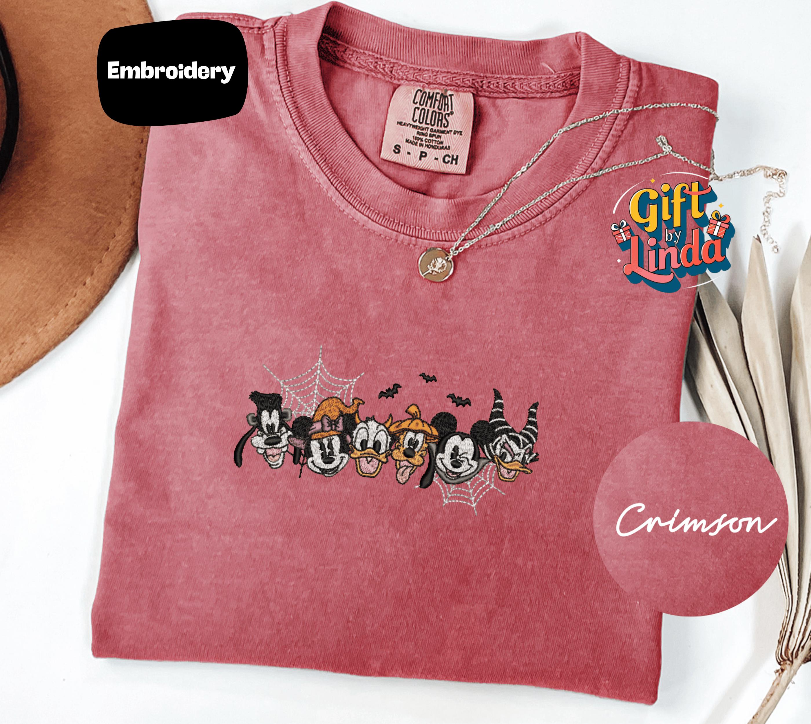 Mickey and Minnie Halloween Embroidered Comfort Colors Tee With Pumpkin Patch for Spooky Fall Family Vacation Gift - photo 6