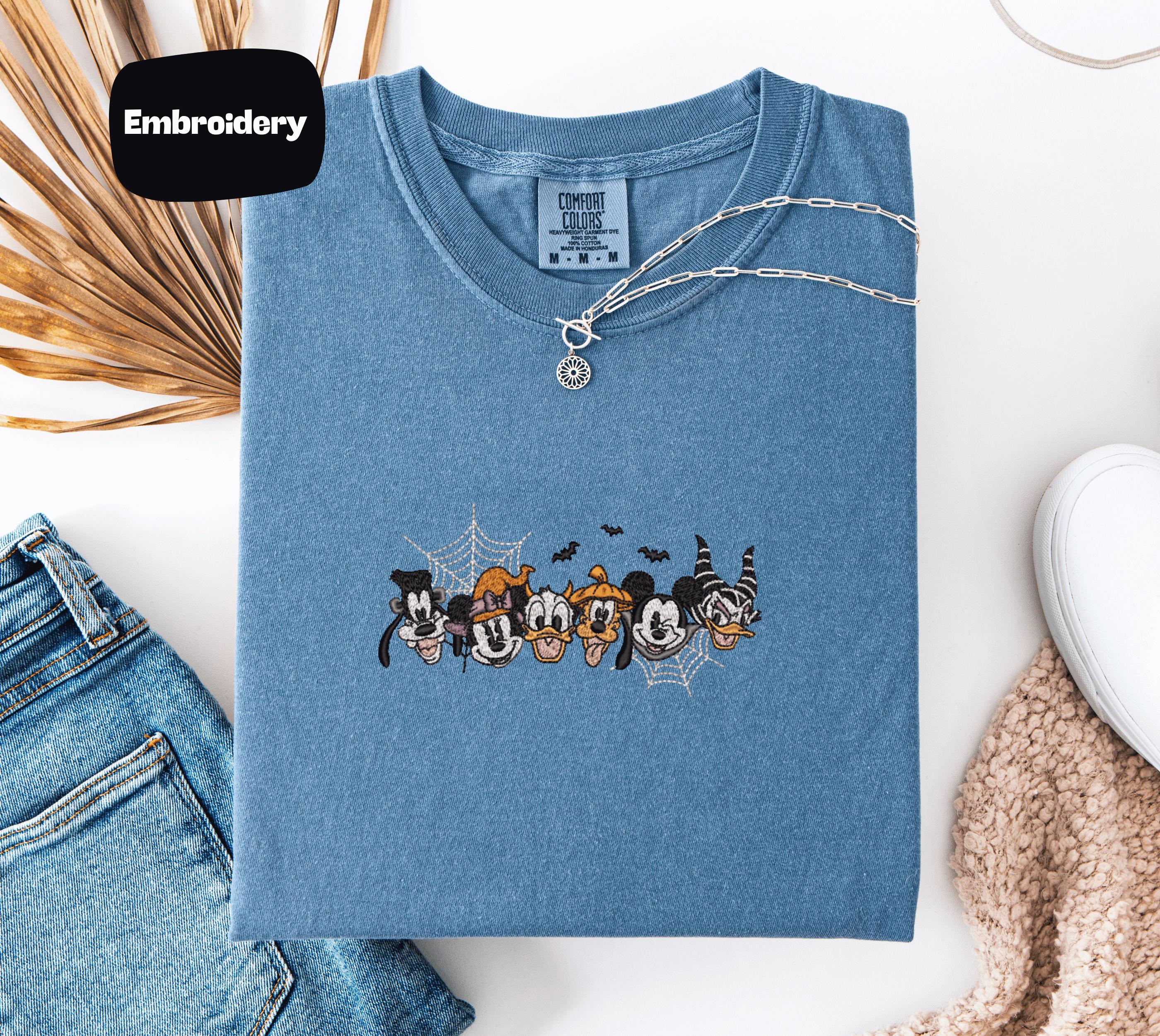 Mickey and Minnie Halloween Embroidered Comfort Colors Tee With Pumpkin Patch for Spooky Fall Family Vacation Gift - photo 7
