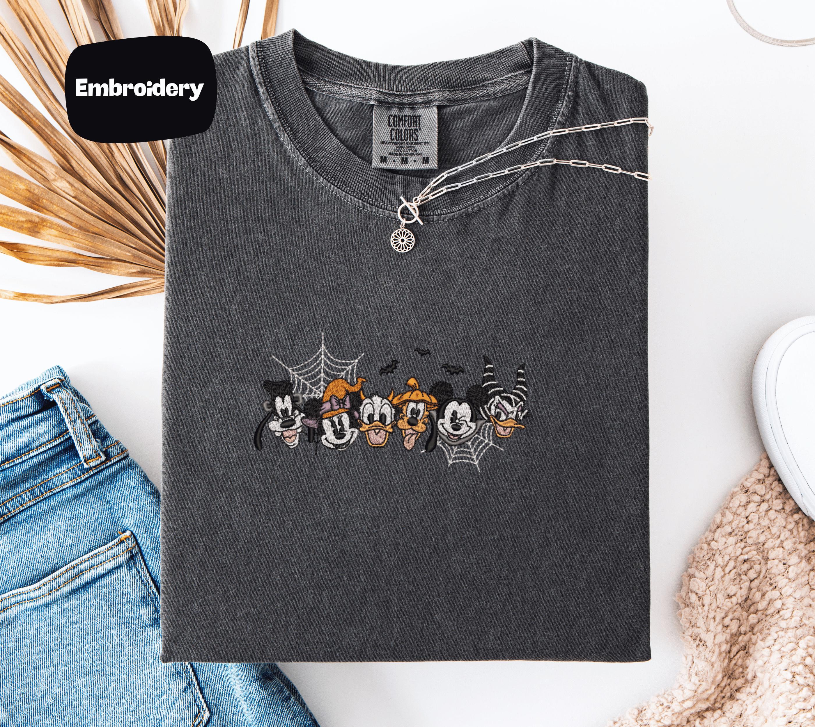 Mickey and Minnie Halloween Embroidered Comfort Colors Tee With Pumpkin Patch for Spooky Fall Family Vacation Gift - photo 8