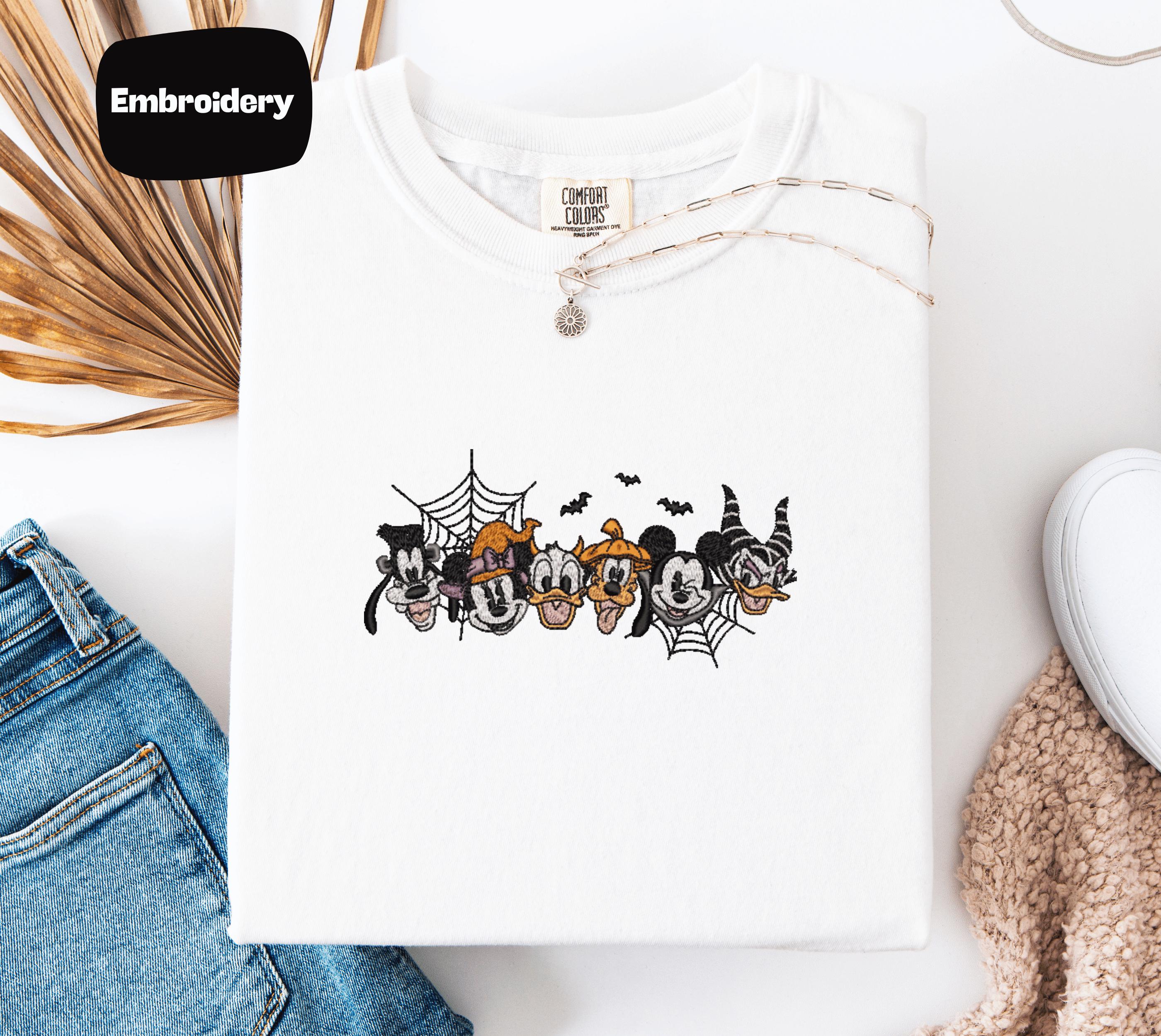 Mickey and Minnie Halloween Embroidered Comfort Colors Tee With Pumpkin Patch for Spooky Fall Family Vacation Gift - photo 9