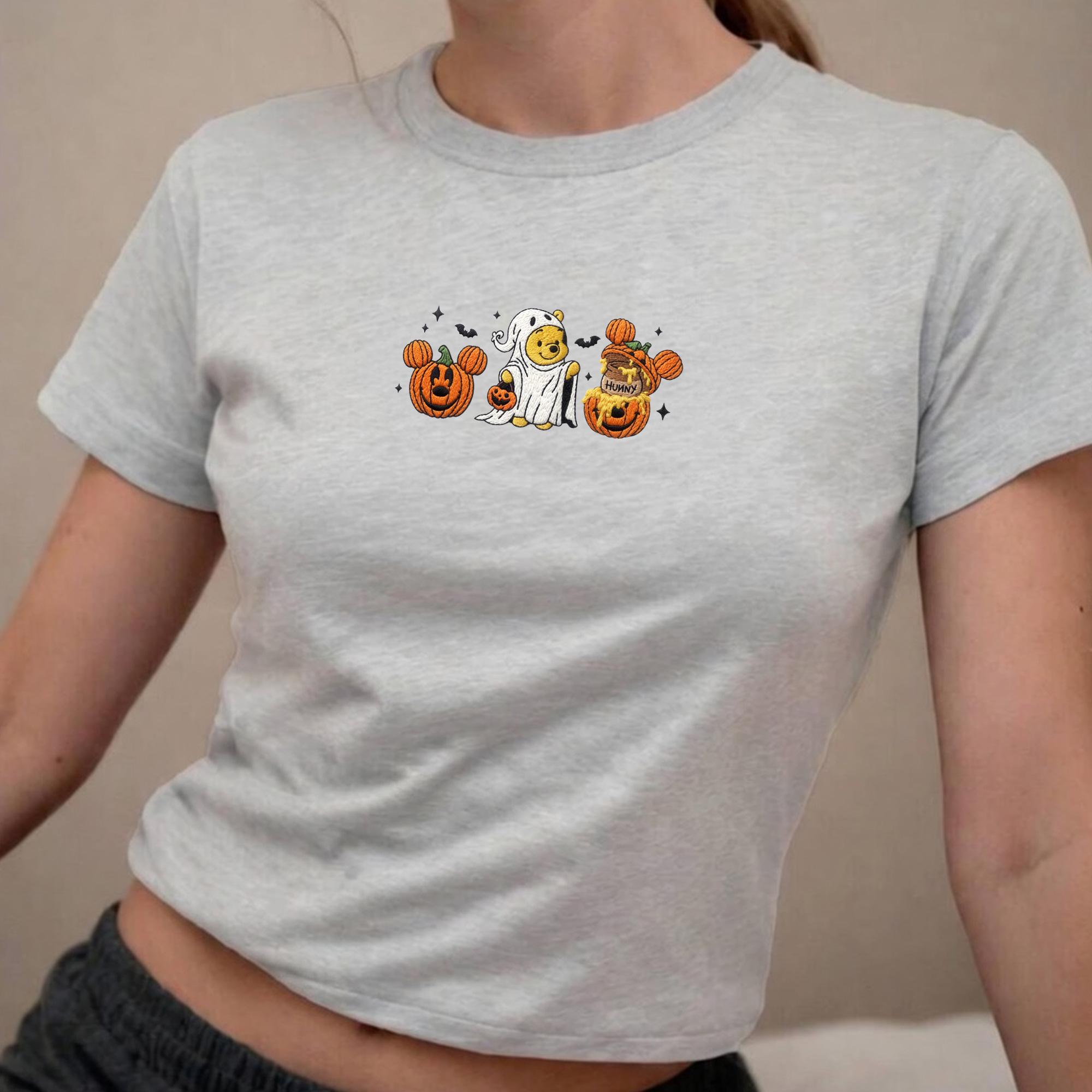 Embroidered Disney Halloween Ghost Pooh Baby Tee – Mickey Pumpkin And Minnie Bow Crop Tank Top For Cute Fall Gift - photo 8