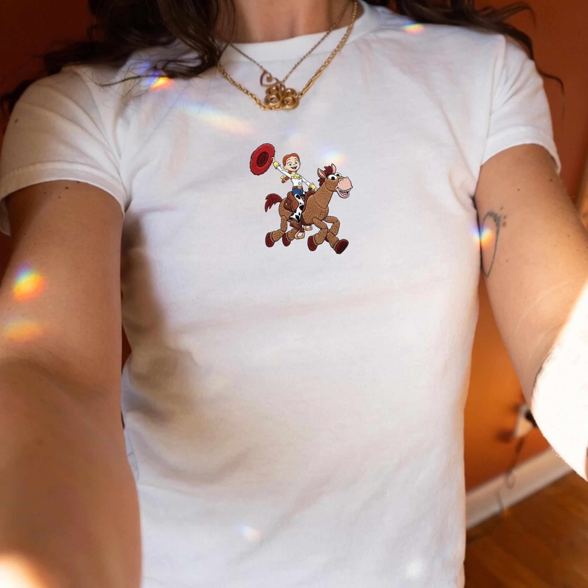 Embroidered Jessie And Bullseye Toy Story Tank Top – Cute Cowgirl Embroidery Baby Tee For Family Vacation Shirt - photo 9
