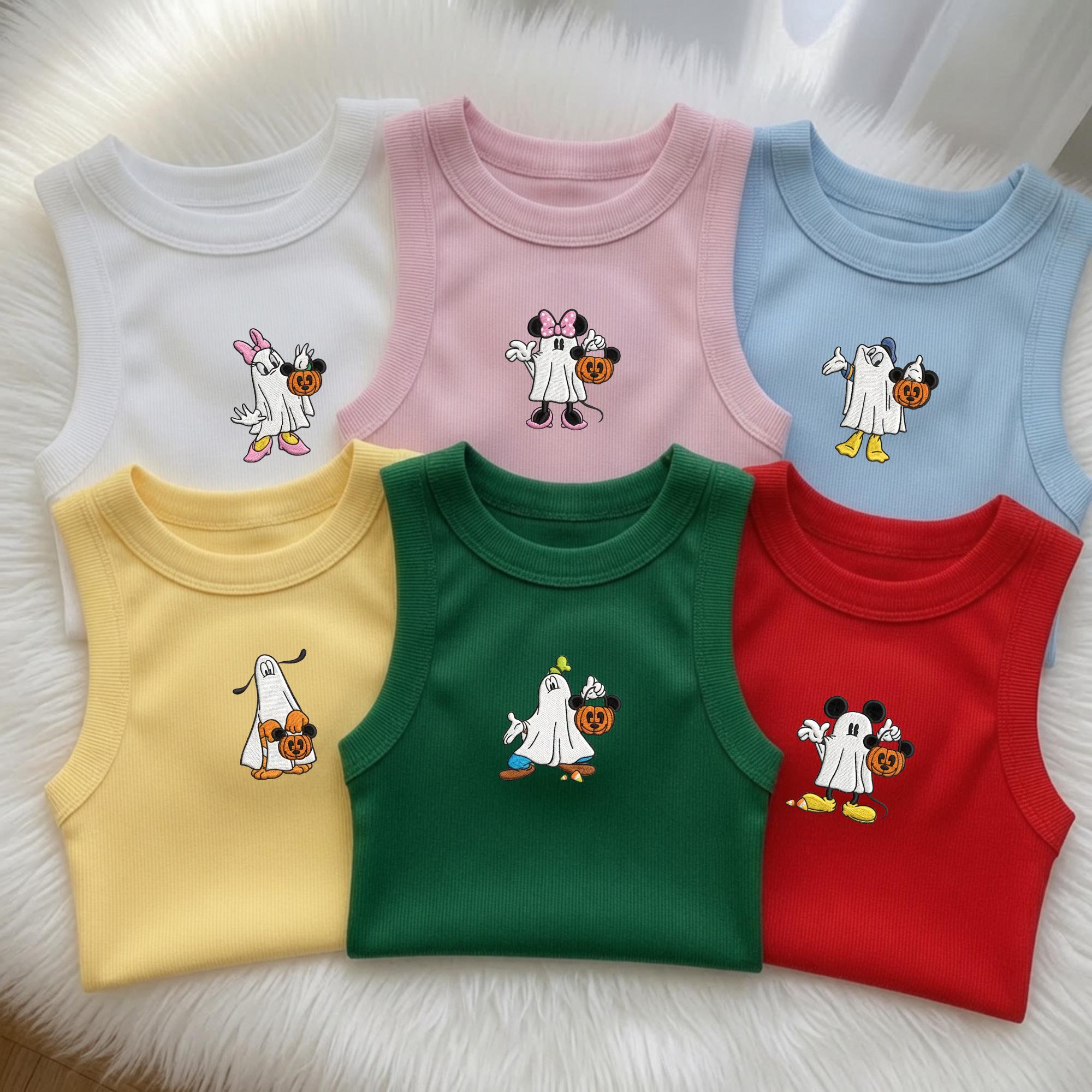Embroidered Mickey Mouse Halloween Tank Top – Disney Pumpkin Baby Tee For Walt Disney World Park Day Outfit Family Vacation Shirt