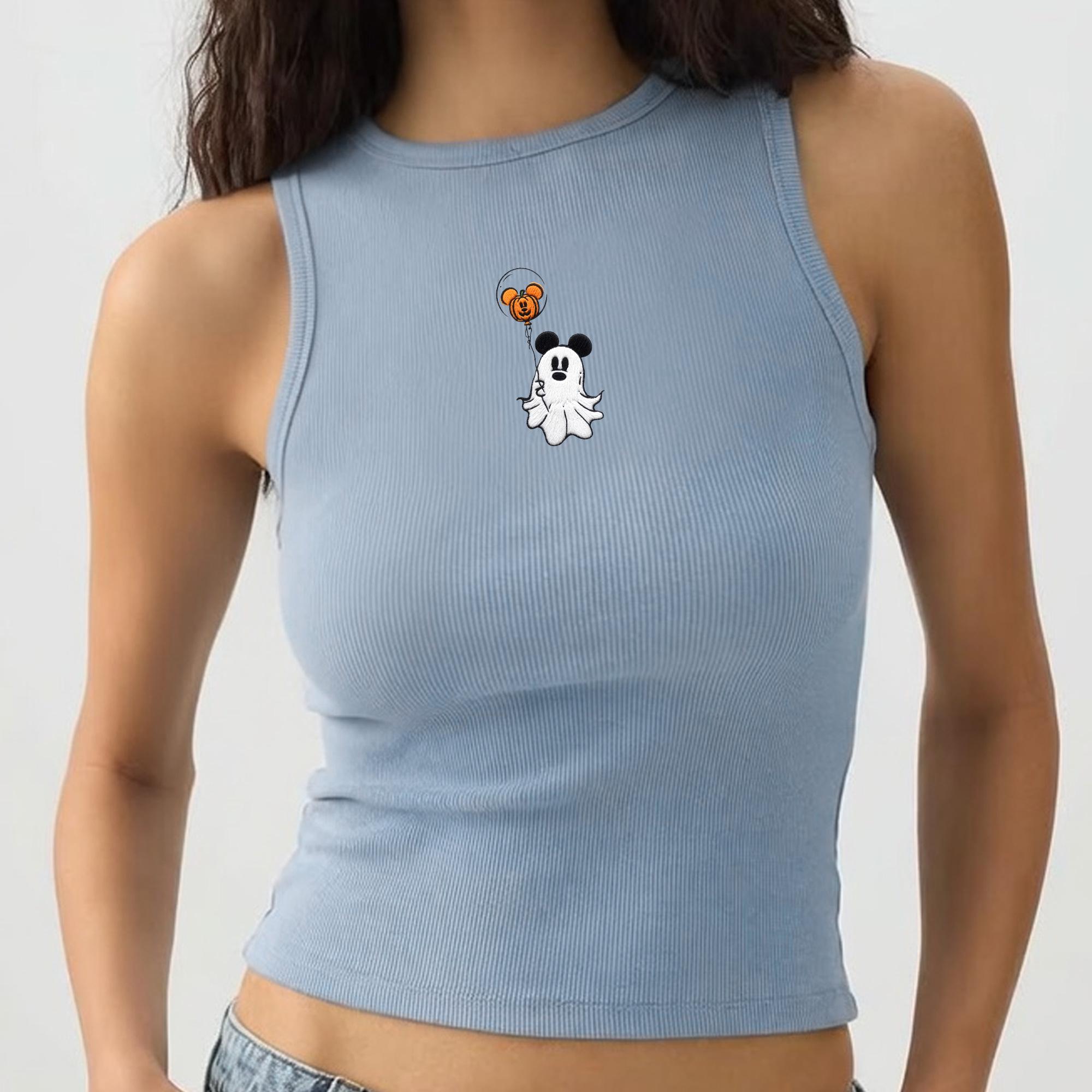 Embroidered Retro Mickey And Minnie Halloween Tank Top – Ghost Baby Tee For Disney Park Day Vacation Shirt - photo 10
