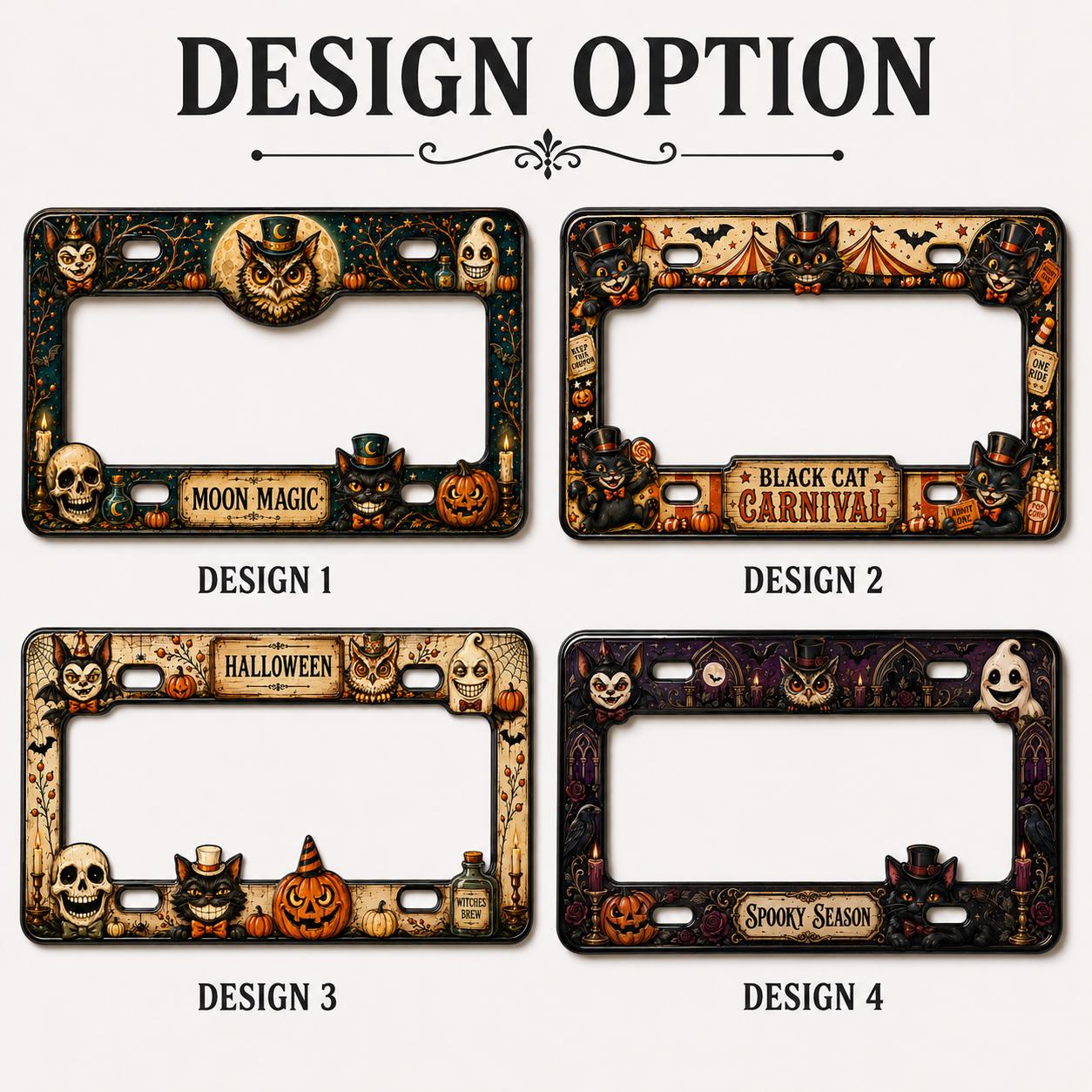 Black Cat Night of Magic Halloween License Plate Frame – Witchy Pumpkin Car Tag Frame and Spooky Auto Decor Accessory Gift - photo 5