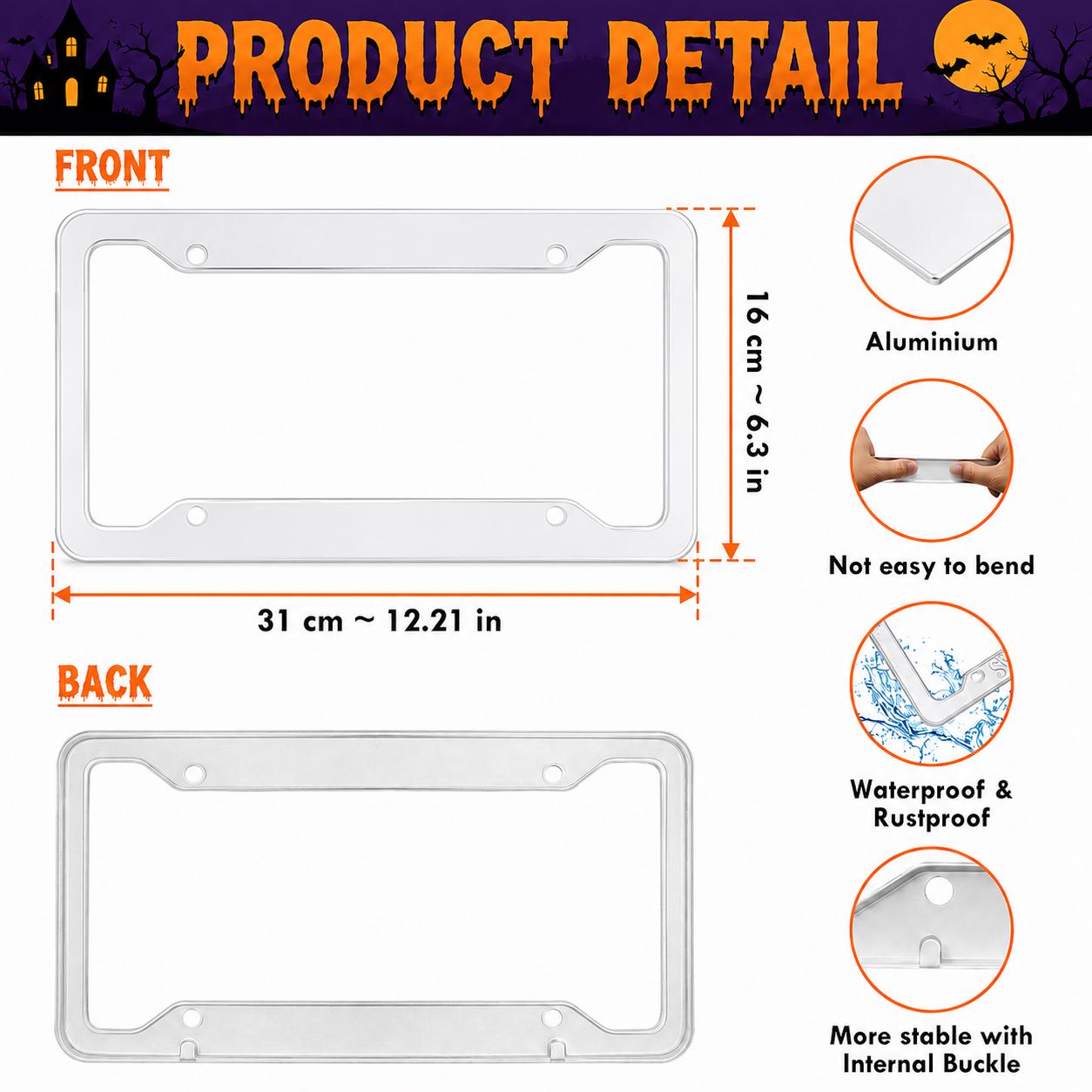 Black Cat Night of Magic Halloween License Plate Frame – Witchy Pumpkin Car Tag Frame and Spooky Auto Decor Accessory Gift - photo 6
