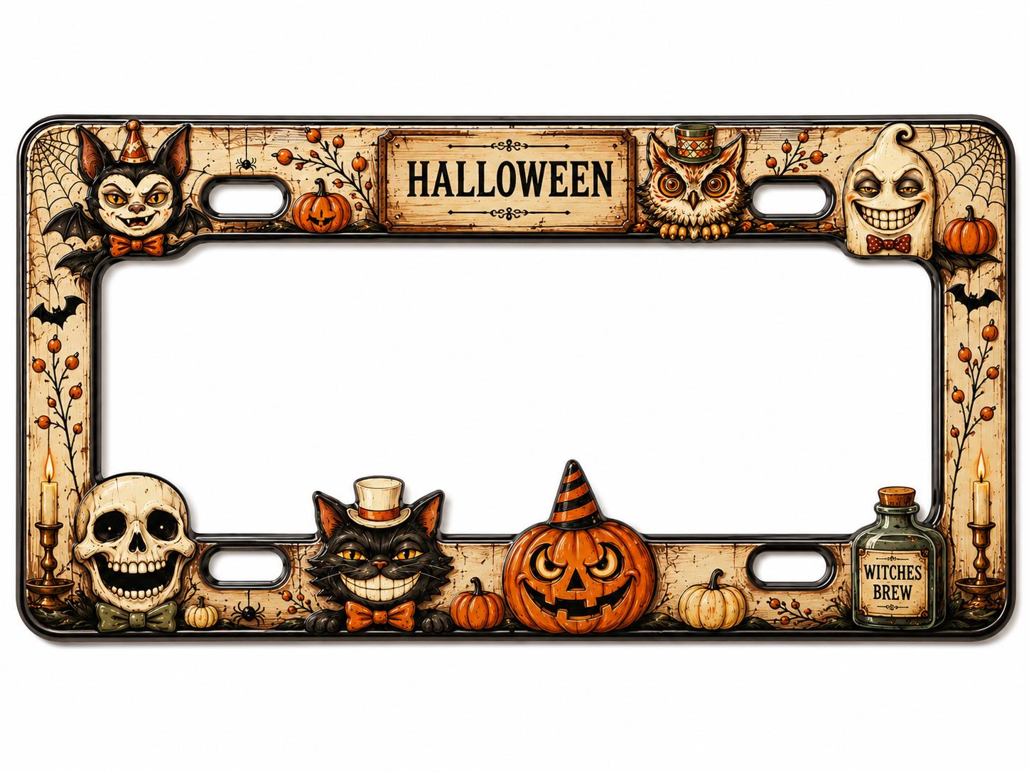 Black Cat Night of Magic Halloween License Plate Frame – Witchy Pumpkin Car Tag Frame and Spooky Auto Decor Accessory Gift - photo 10