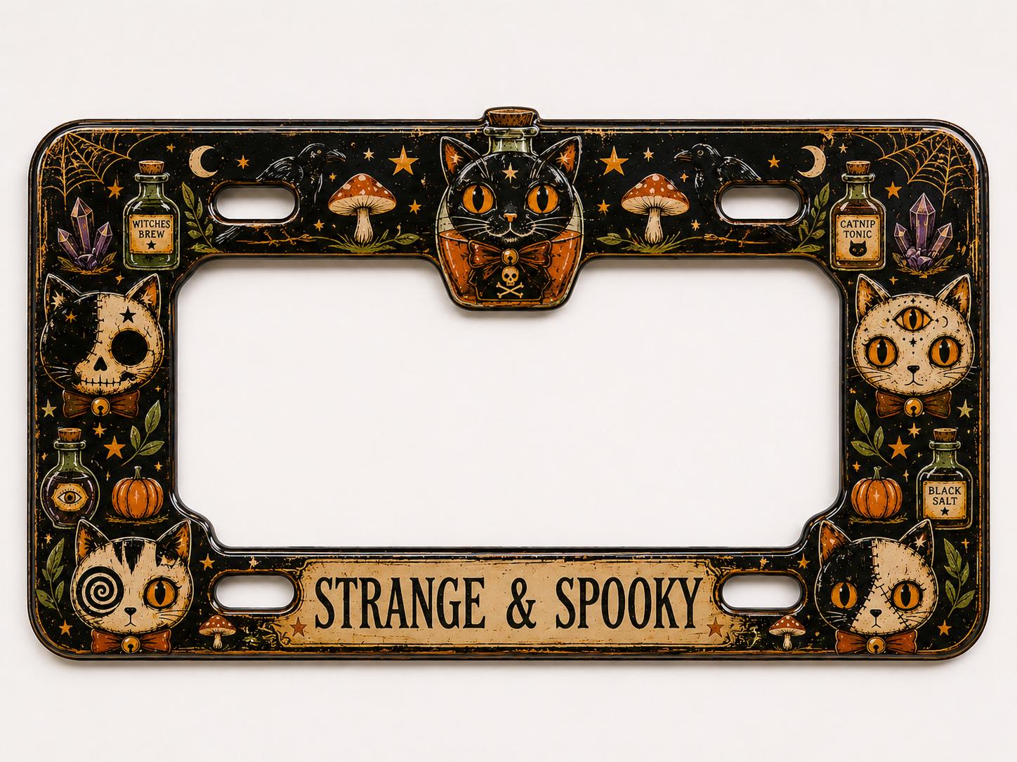 Personalized Halloween License Plate Frame with Vintage Pumpkin, Cat, Owl, and Ghost – Spooky Car Tag Holder Auto Accessory Gift - photo 8