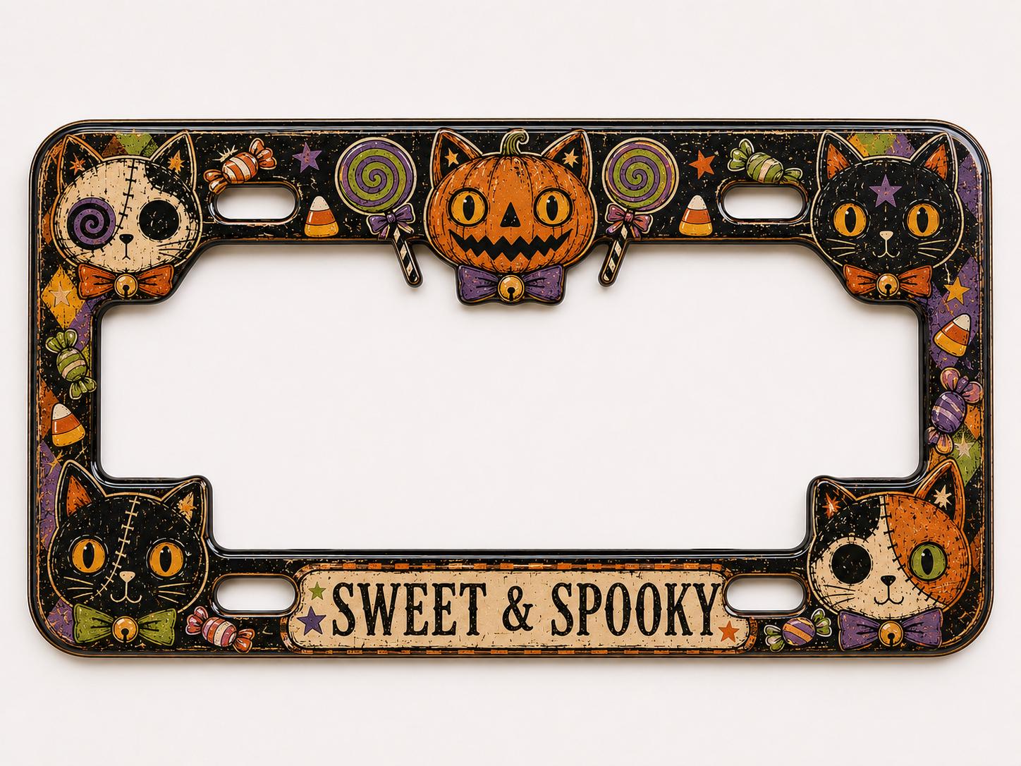 Personalized Halloween License Plate Frame with Vintage Pumpkin, Cat, Owl, and Ghost – Spooky Car Tag Holder Auto Accessory Gift - photo 9