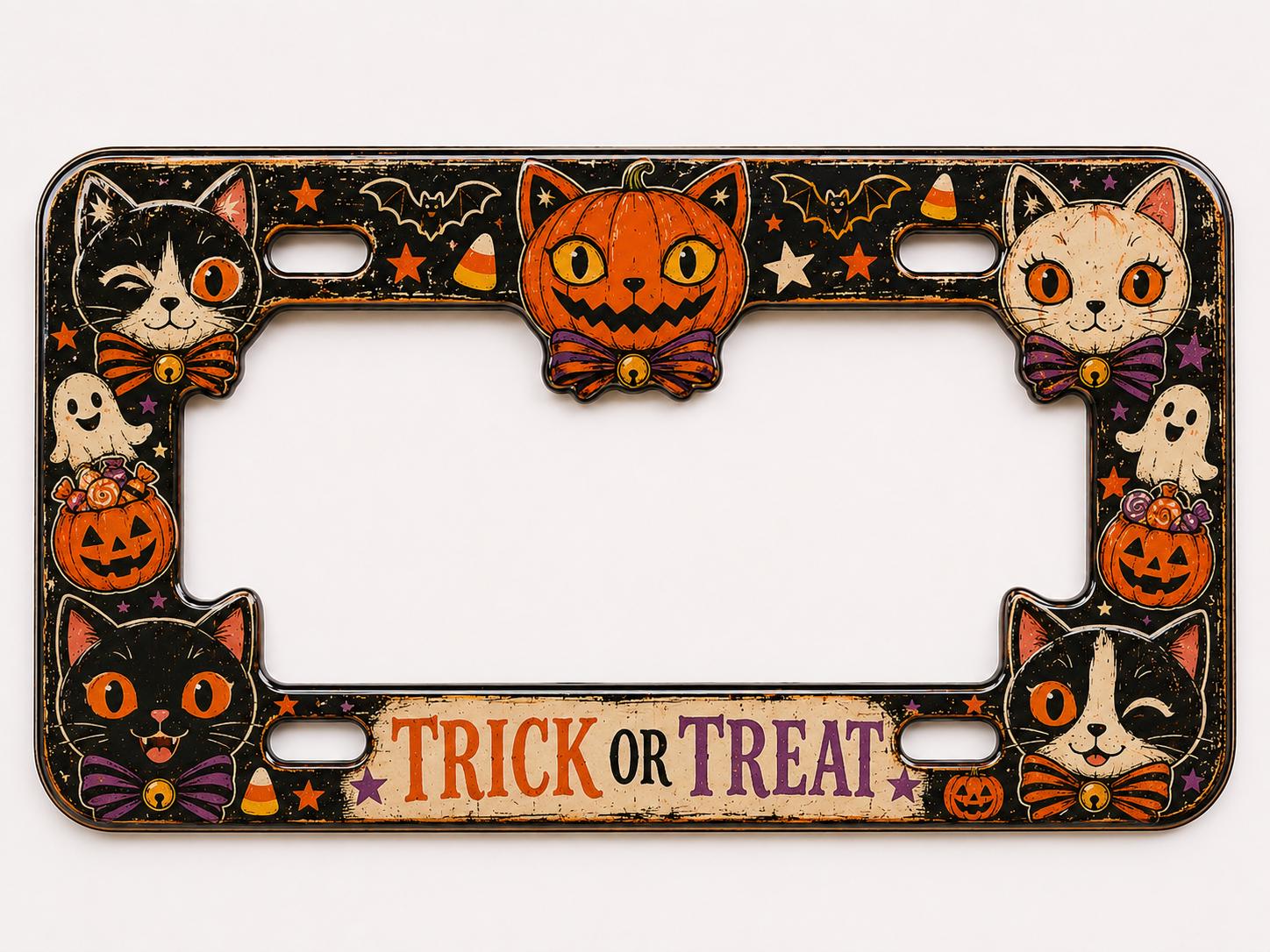 Personalized Halloween License Plate Frame with Vintage Pumpkin, Cat, Owl, and Ghost – Spooky Car Tag Holder Auto Accessory Gift - photo 10