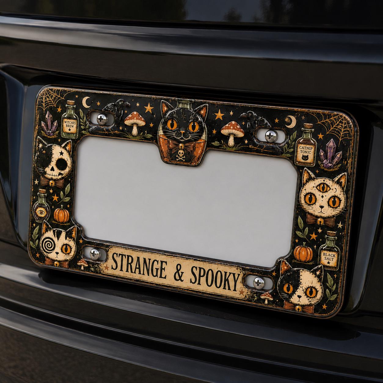 Personalized Halloween License Plate Frame with Vintage Pumpkin, Cat, Owl, and Ghost – Spooky Car Tag Holder Auto Accessory Gift - photo 11