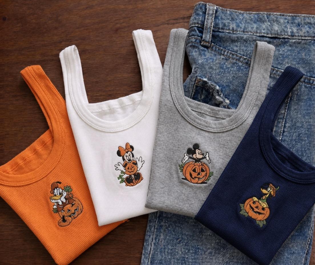 Disney Halloween Embroidered Mickey and Friends Pumpkin Tank Top for Spooky Season Disney World Vacation and Magic Kingdom Outfit - photo 2