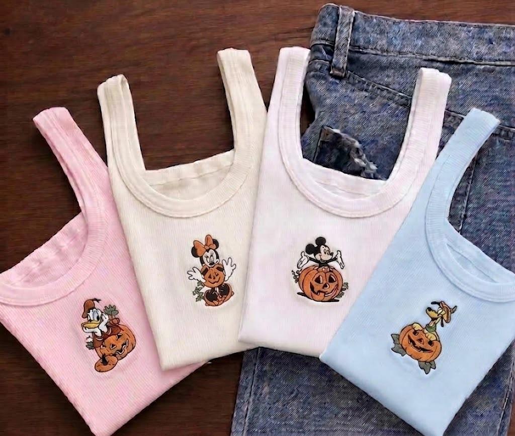 Disney Halloween Embroidered Mickey and Friends Pumpkin Tank Top for Spooky Season Disney World Vacation and Magic Kingdom Outfit - photo 3