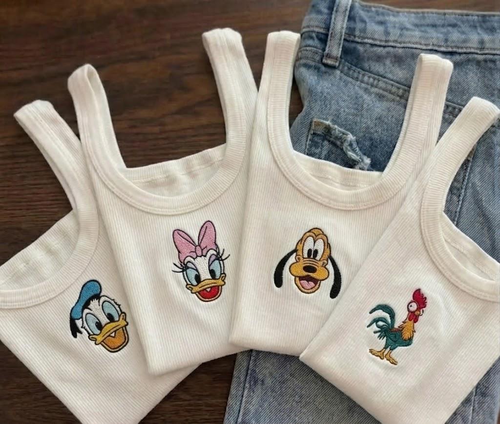 Custom Embroidered Disney Inspired Character Crop Tank Top, Personalized Magical Park Day Shirt for Family Vacation Outfit - photo 4
