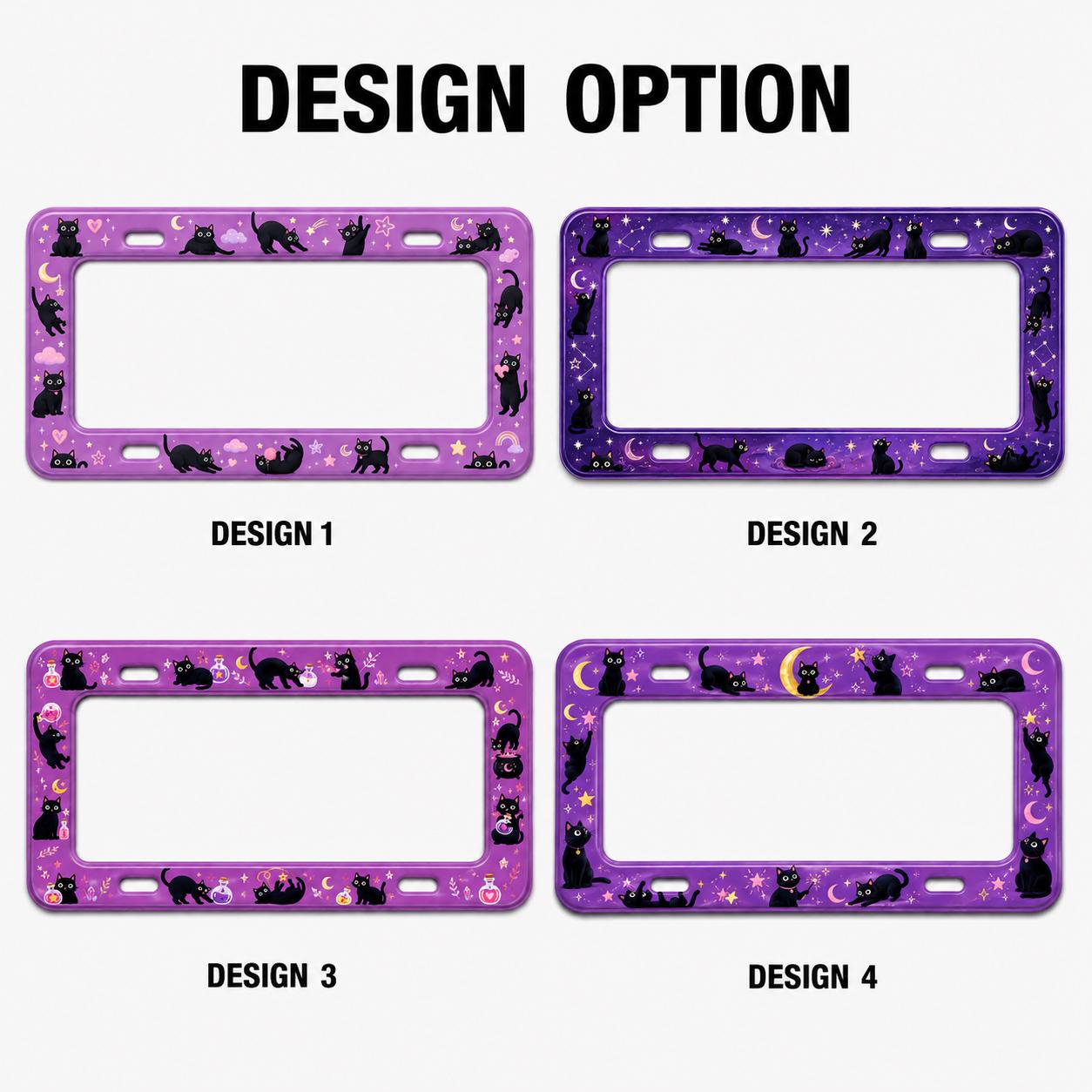 Purple Black Cat and Pumpkin Halloween License Plate Frame – Cute Spooky Car Tag Frame Auto Decor Accessory Gift - photo 4