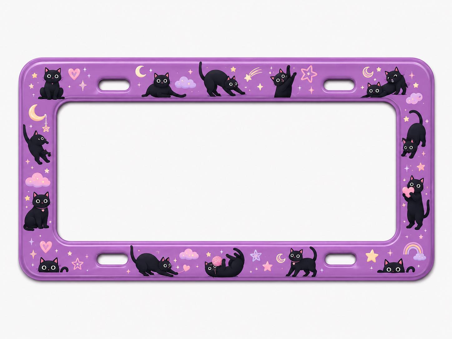 Purple Black Cat and Pumpkin Halloween License Plate Frame – Cute Spooky Car Tag Frame Auto Decor Accessory Gift - photo 7