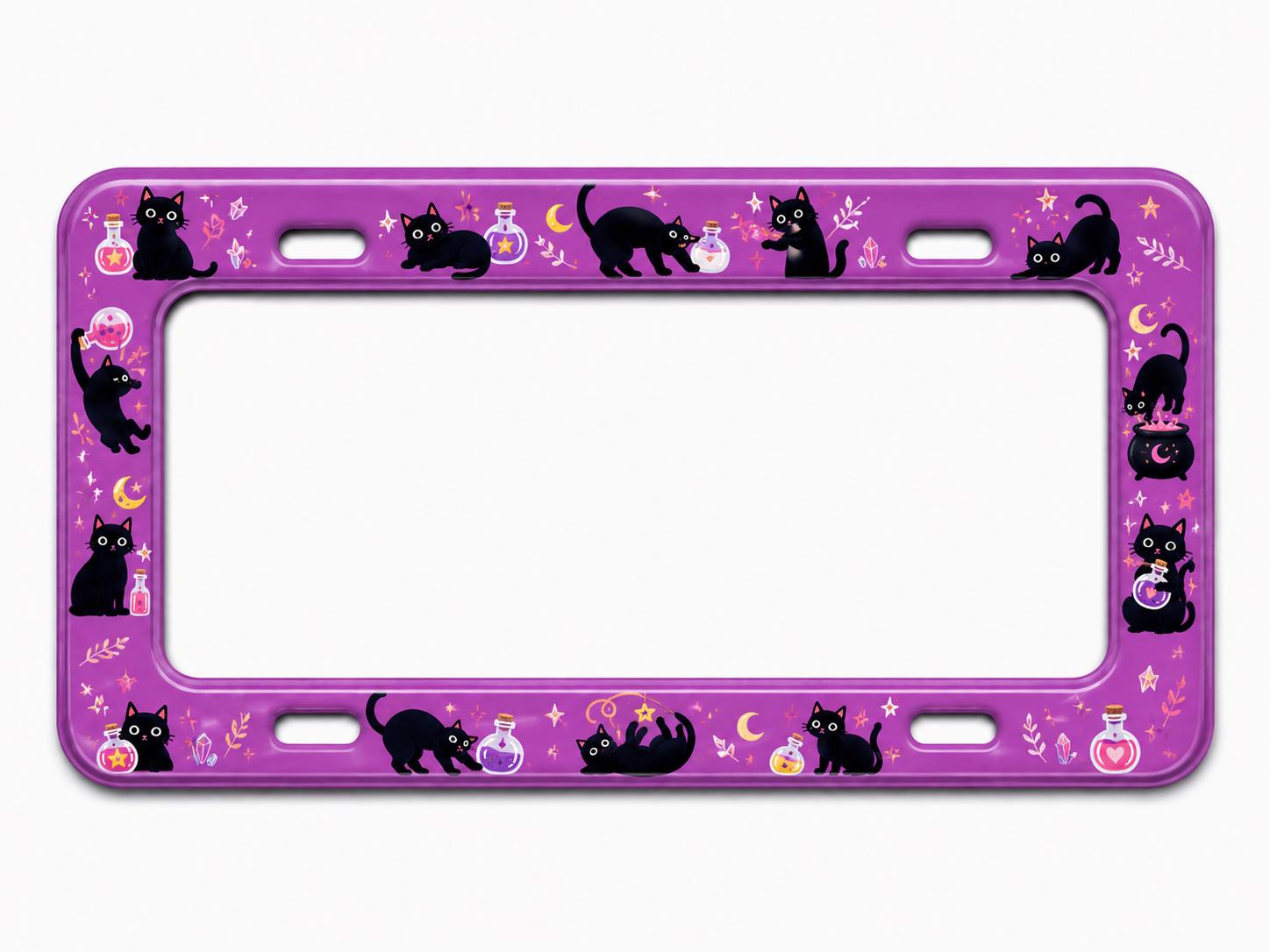 Purple Black Cat and Pumpkin Halloween License Plate Frame – Cute Spooky Car Tag Frame Auto Decor Accessory Gift - photo 8