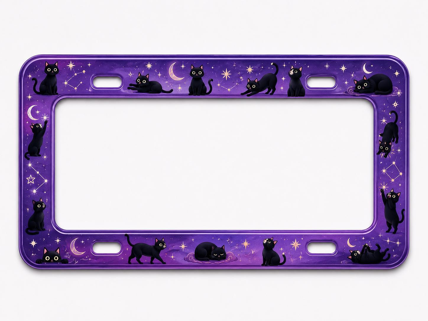Purple Black Cat and Pumpkin Halloween License Plate Frame – Cute Spooky Car Tag Frame Auto Decor Accessory Gift - photo 9