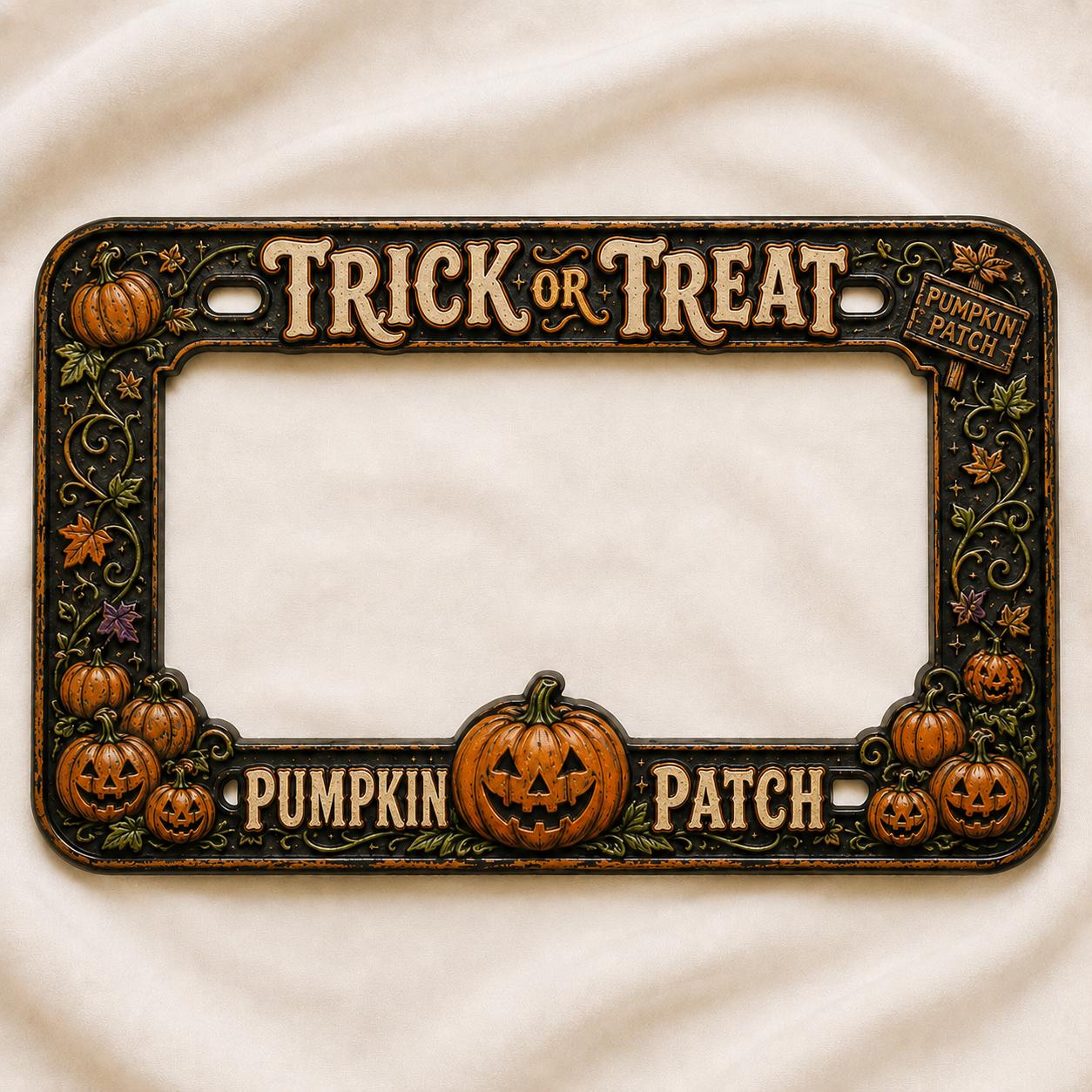 Trick or Treat Pumpkin Patch Halloween License Plate Frame – Vintage Pumpkin Car Tag Frame and Spooky Auto Decor Accessory Gift - photo 8