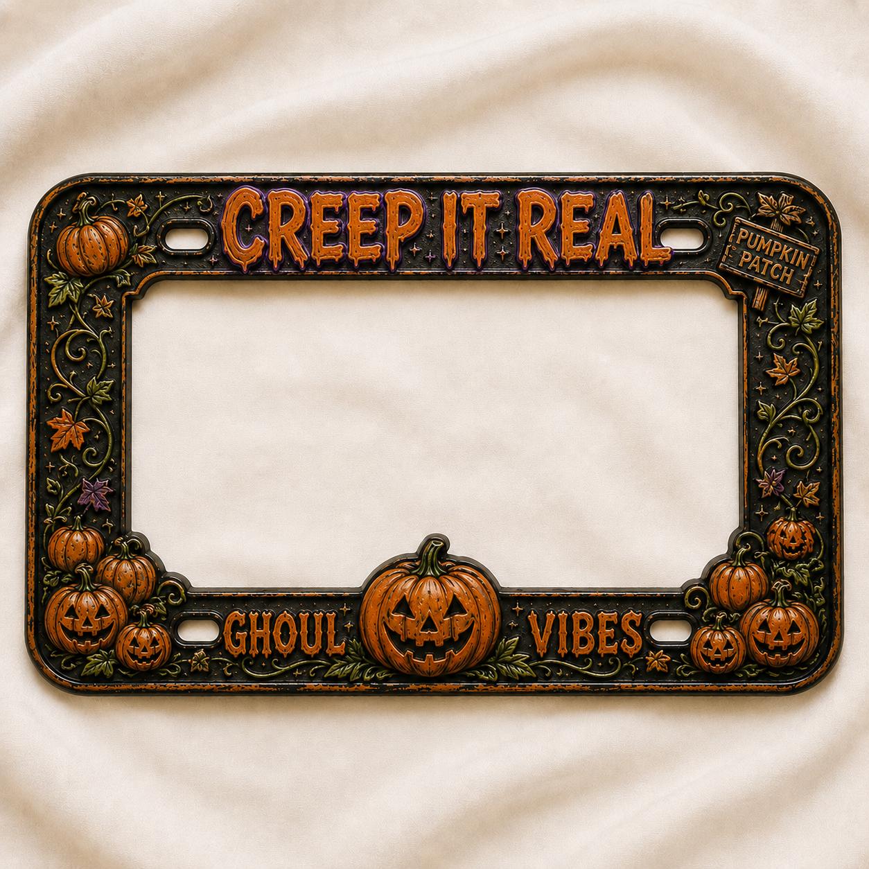 Trick or Treat Pumpkin Patch Halloween License Plate Frame – Vintage Pumpkin Car Tag Frame and Spooky Auto Decor Accessory Gift - photo 9