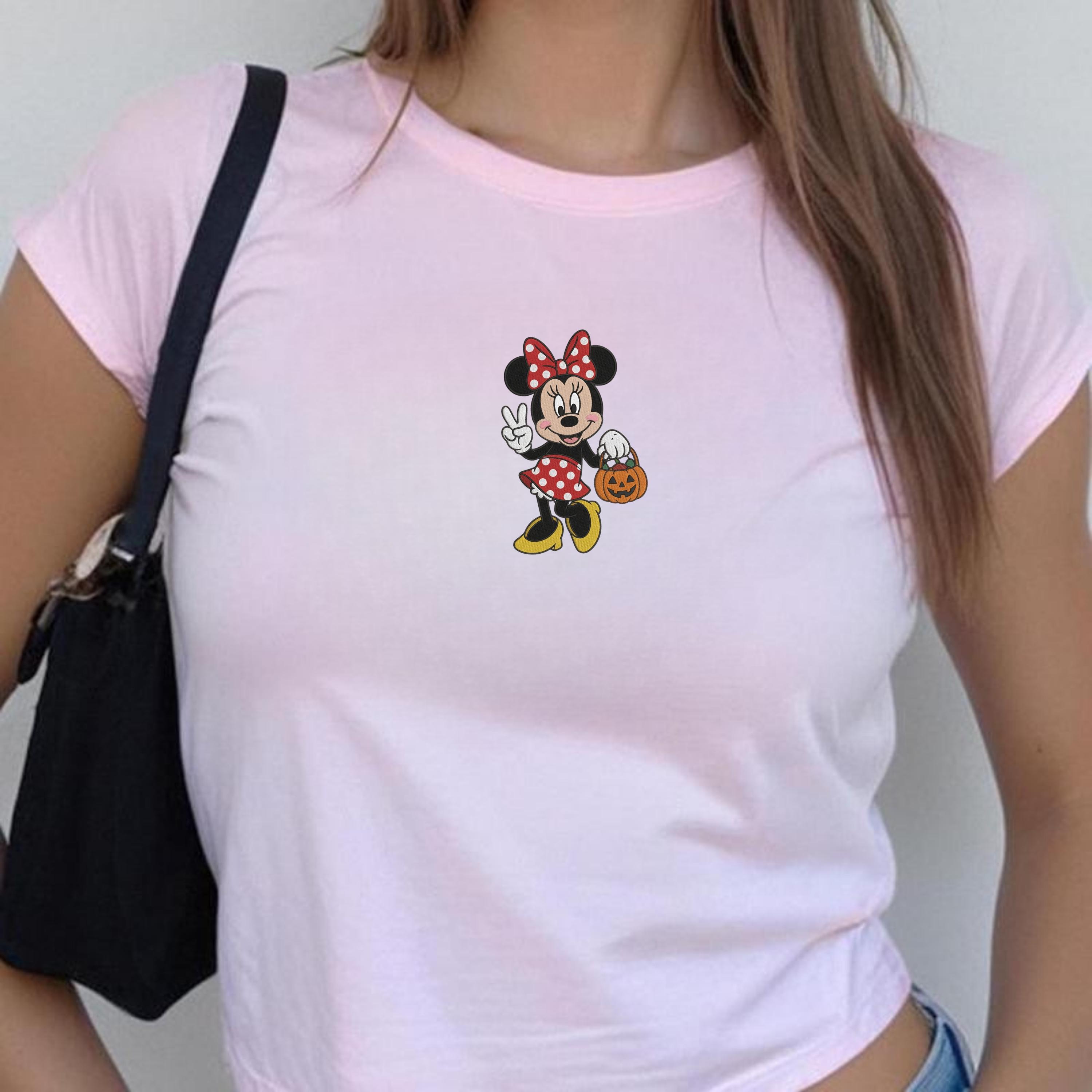 Embroidered Minnie Halloween Baby Tee Tank Top – Cute Ghost Pumpkin Spaghetti Strap Spooky Season Park Day Shirt For Fall Vacation Outfit - photo 3