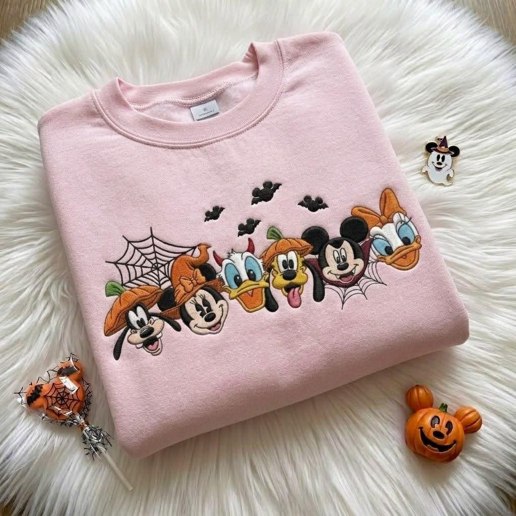 Embroidered Mickey and Friends Halloween Comfort Colors Sweatshirt T-Shirt Not So Scary for Disney WDW Family Trip Outfit - photo 2