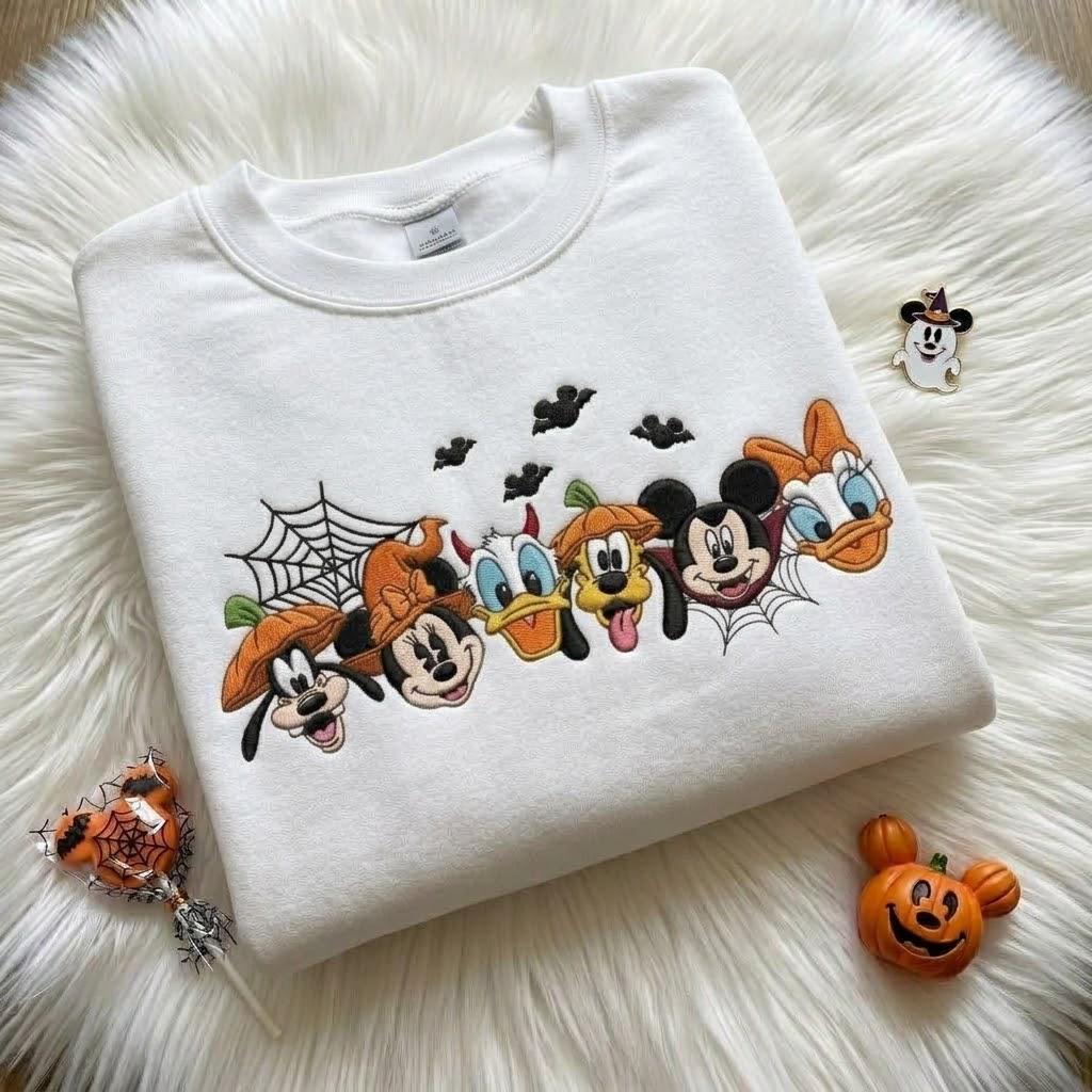 Embroidered Mickey and Friends Halloween Comfort Colors Sweatshirt T-Shirt Not So Scary for Disney WDW Family Trip Outfit - photo 3