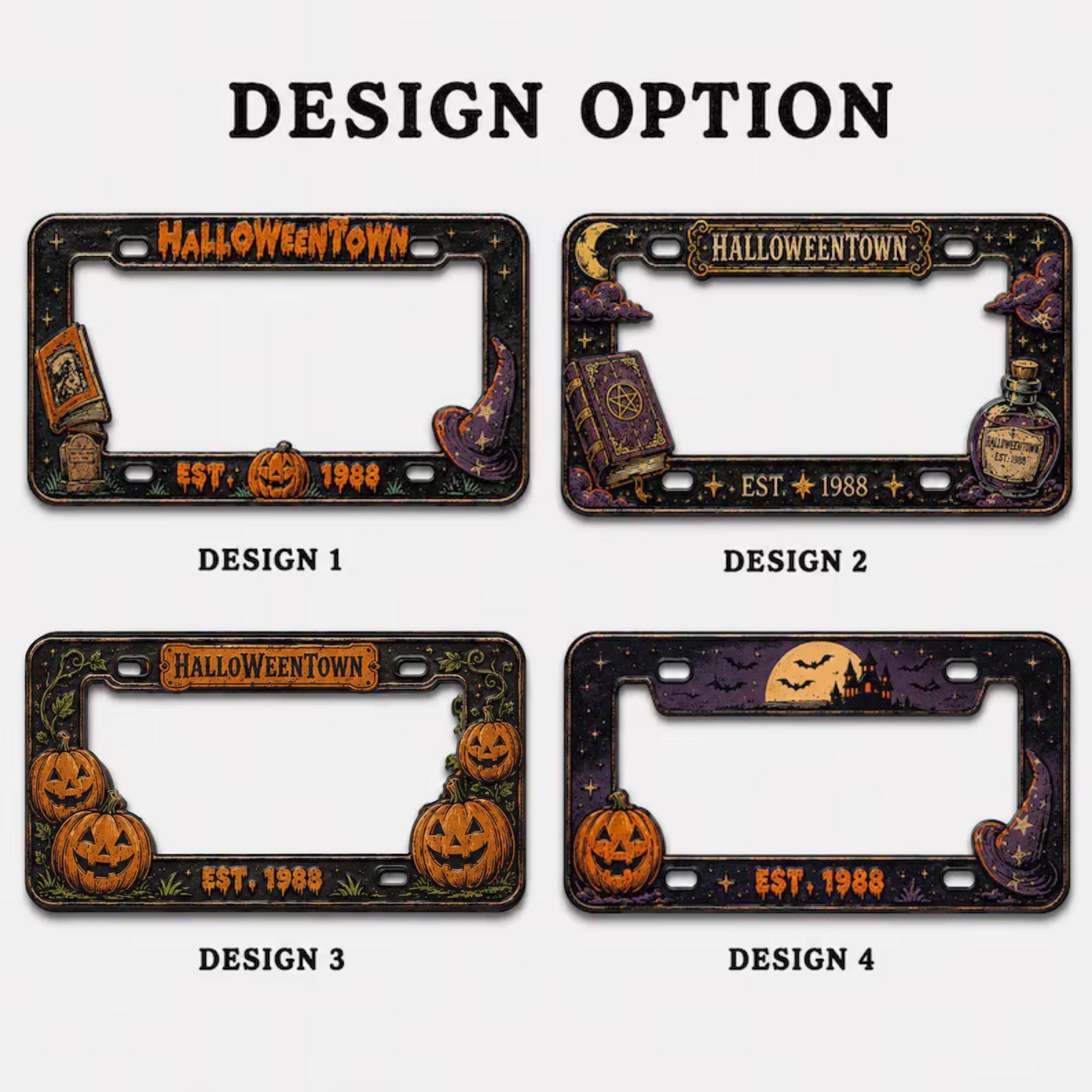 Car Tag Frame For Spooky Car Accessory Gift With Halloween Town License Plate Frame And Spooky Witch Hat Pumpkin Auto Decor - photo 5