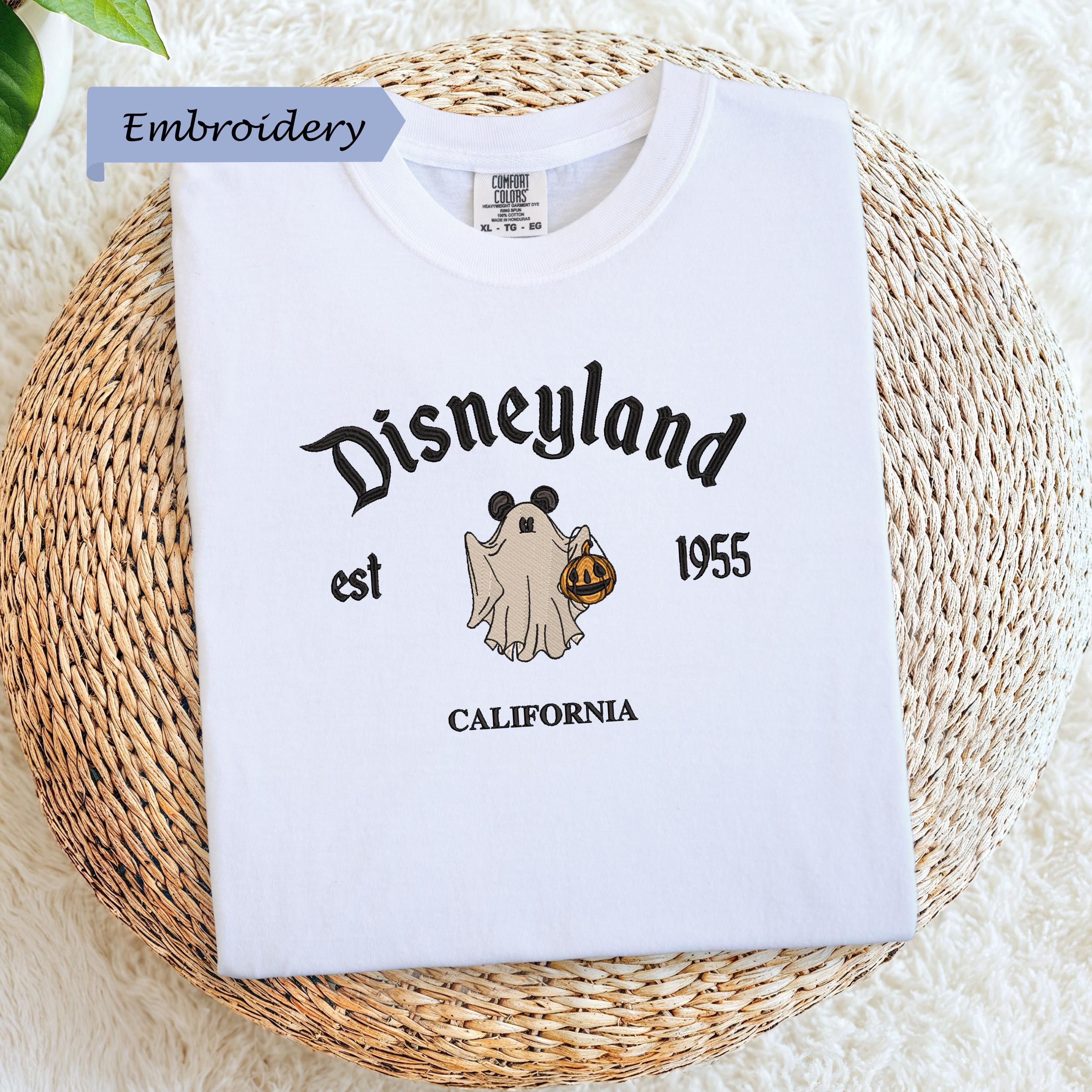 Disneyland Ghost Embroidered Comfort Colors Shirt With Halloween Mickey Pumpkin Tee for Vintage Fall Disney Gift - photo 3