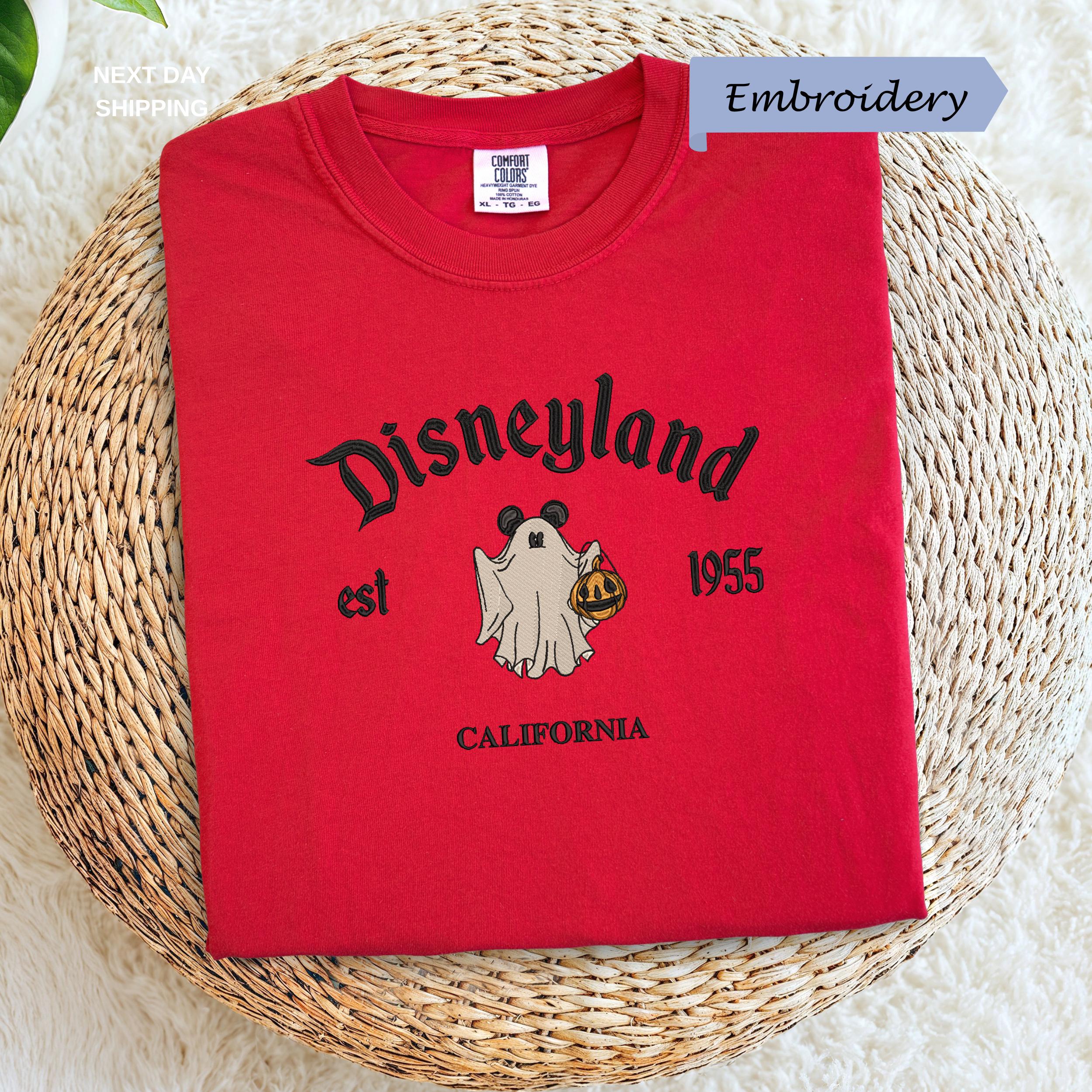 Disneyland Ghost Embroidered Comfort Colors Shirt With Halloween Mickey Pumpkin Tee for Vintage Fall Disney Gift - photo 4