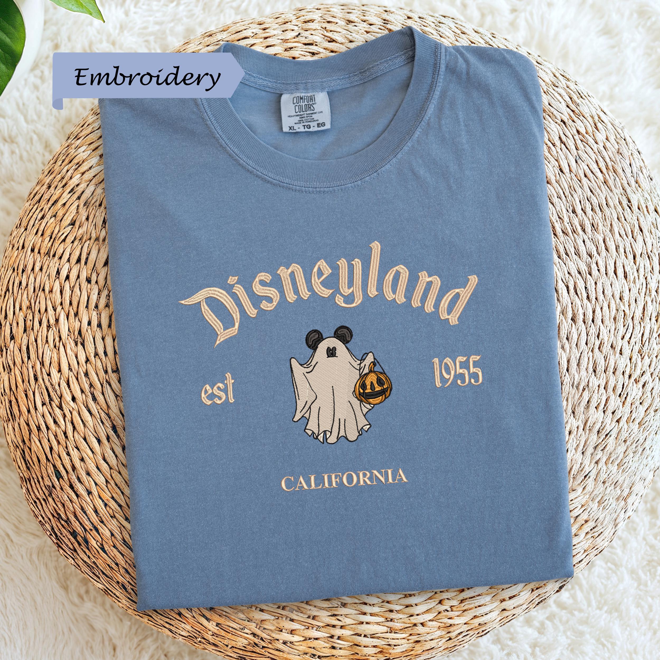 Disneyland Ghost Embroidered Comfort Colors Shirt With Halloween Mickey Pumpkin Tee for Vintage Fall Disney Gift - photo 5