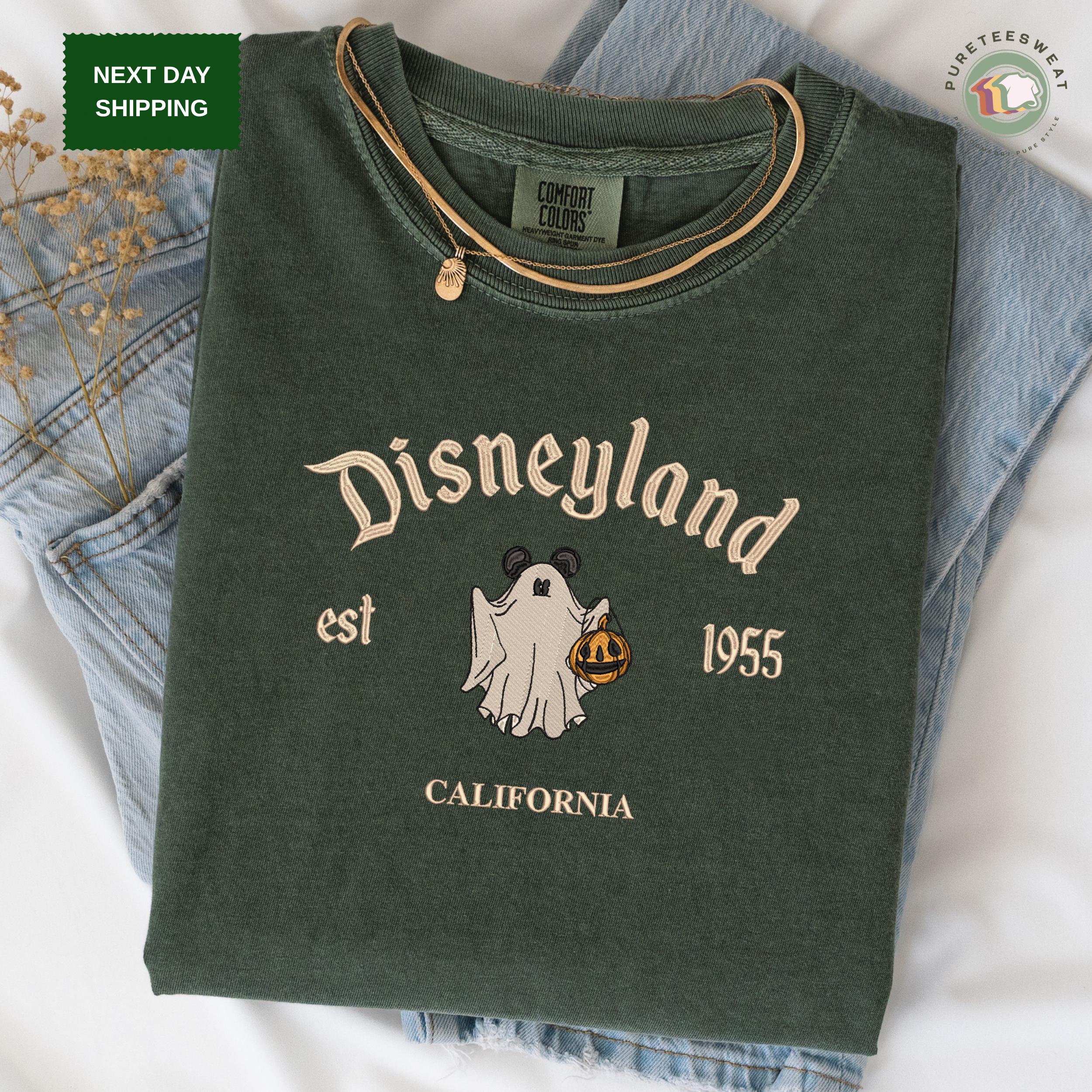 Disneyland Ghost Embroidered Comfort Colors Shirt With Halloween Mickey Pumpkin Tee for Vintage Fall Disney Gift - photo 6