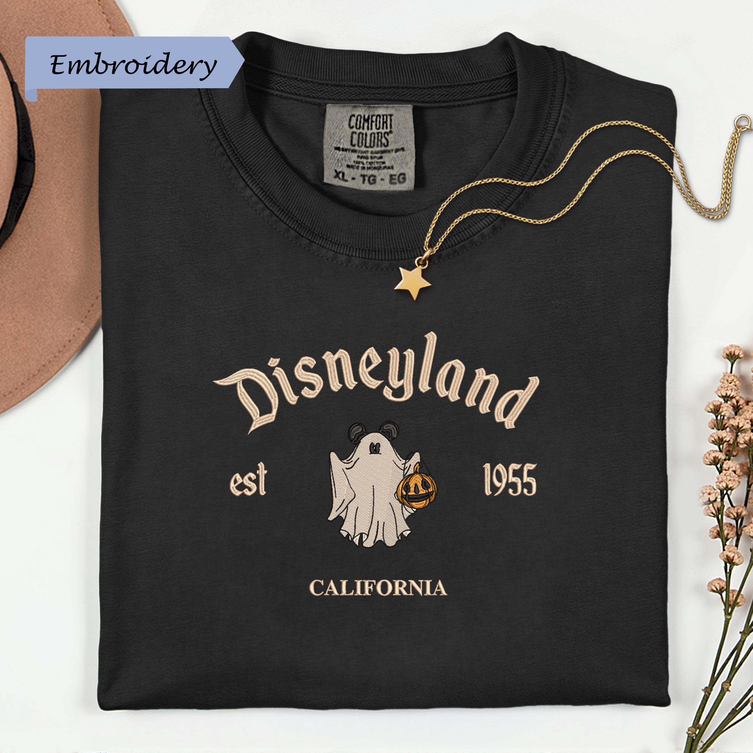 Disneyland Ghost Embroidered Comfort Colors Shirt With Halloween Mickey Pumpkin Tee for Vintage Fall Disney Gift - photo 7