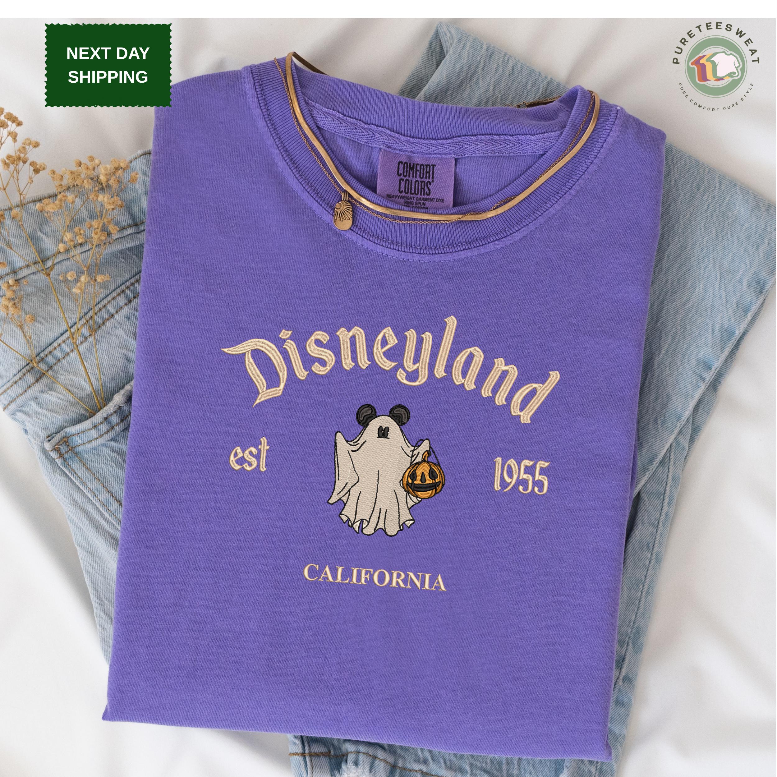 Disneyland Ghost Embroidered Comfort Colors Shirt With Halloween Mickey Pumpkin Tee for Vintage Fall Disney Gift - photo 8