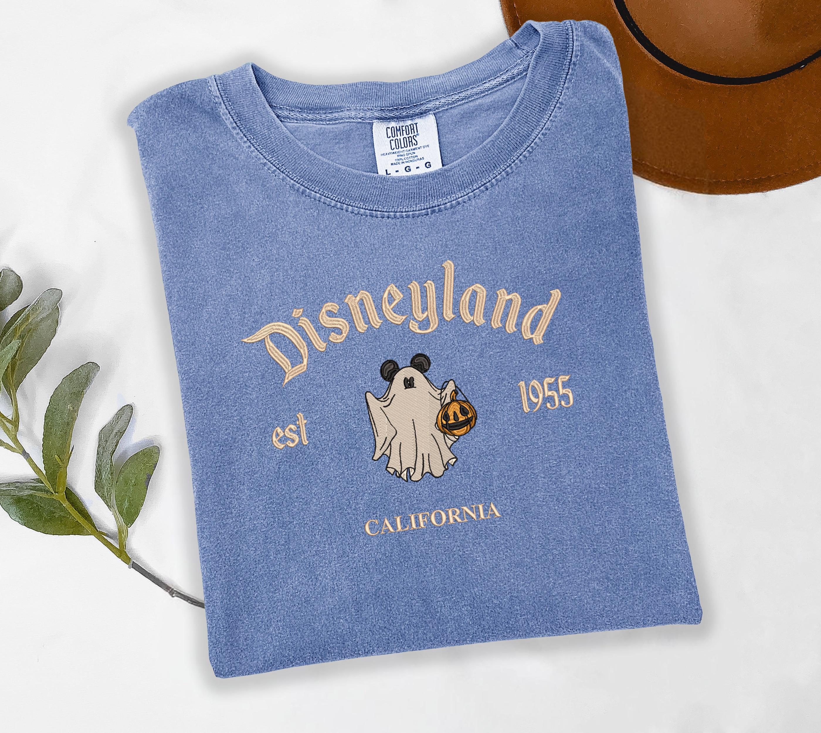 Disneyland Est 1955 Embroidered Ghost Mickey Comfort Colors Tee Shirt for Cute Halloween Disney Vacation Gift - photo 2