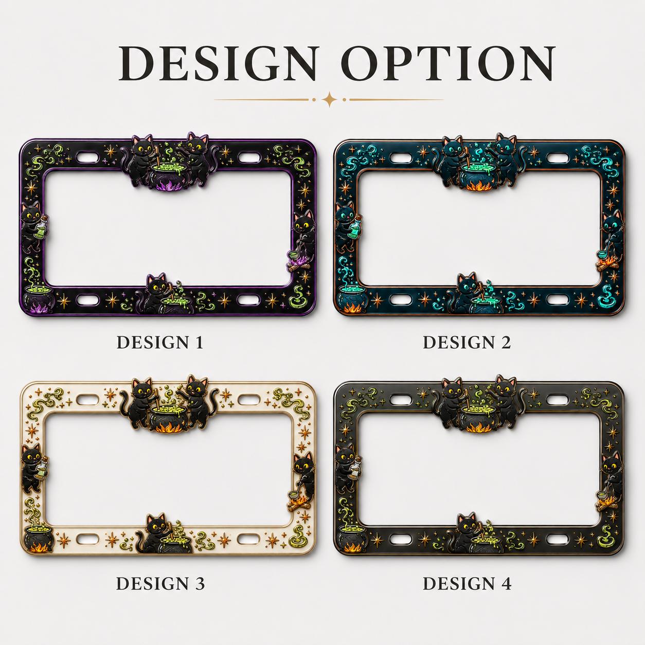 Spooky Halloween License Plate Frame for Auto – Witchy Potion, Black Cat and Pumpkin Car Tag Frame Decor Accessory Gift - photo 5