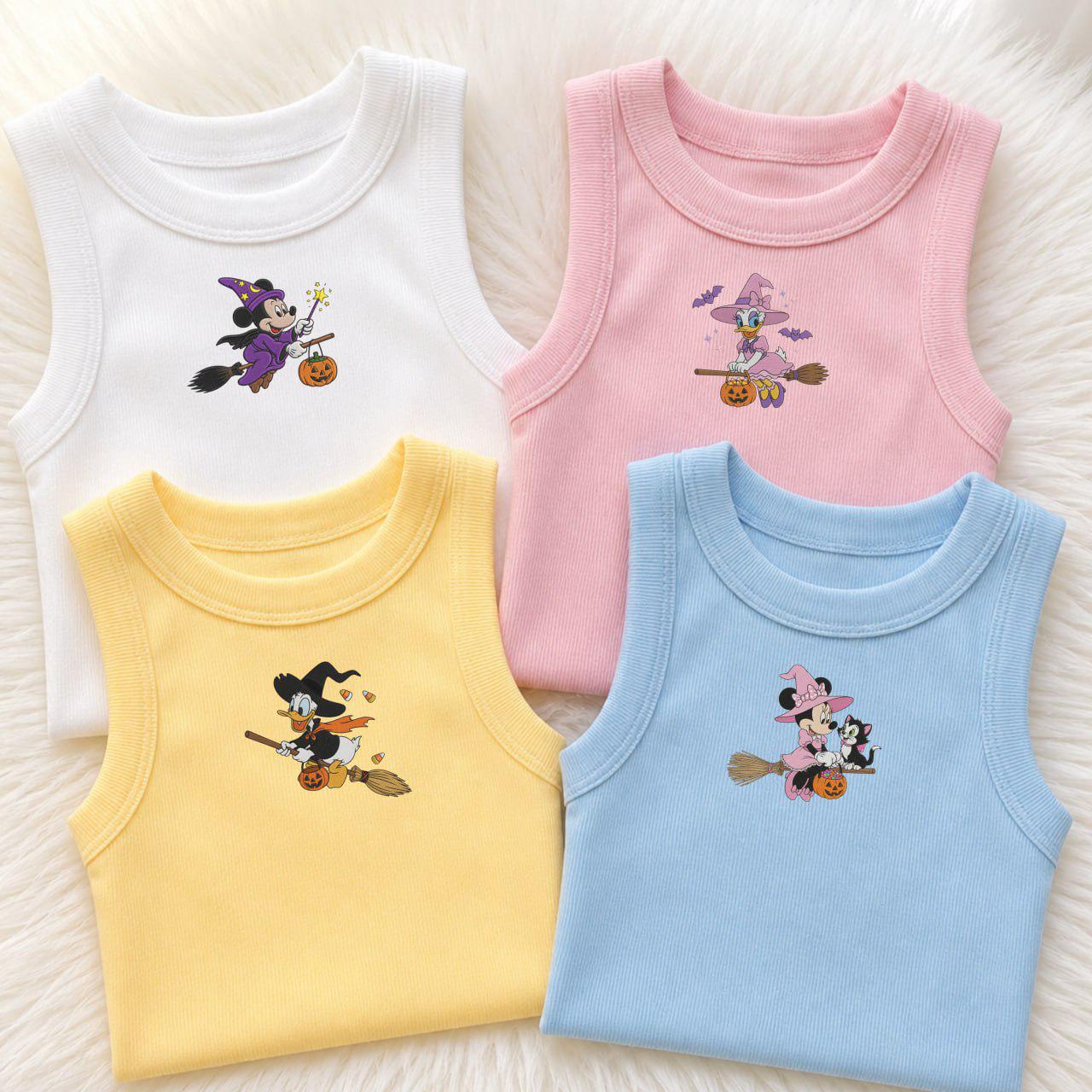 Embroidered Vintage Disney Halloween Donald Daisy Mickey Minnie Tank Top – Baby Tee Crop Tank For Disneyland Trip 2026 Top