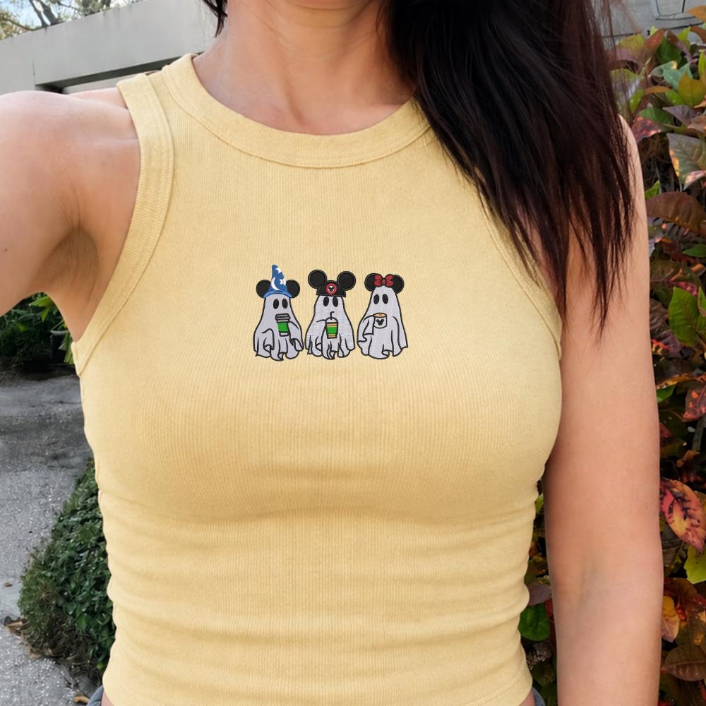 Mickey Ghost Halloween Embroidered Tank Top With Mouse Balloon Not So Scary for Park Halloween Party Gift Shirt - photo 3
