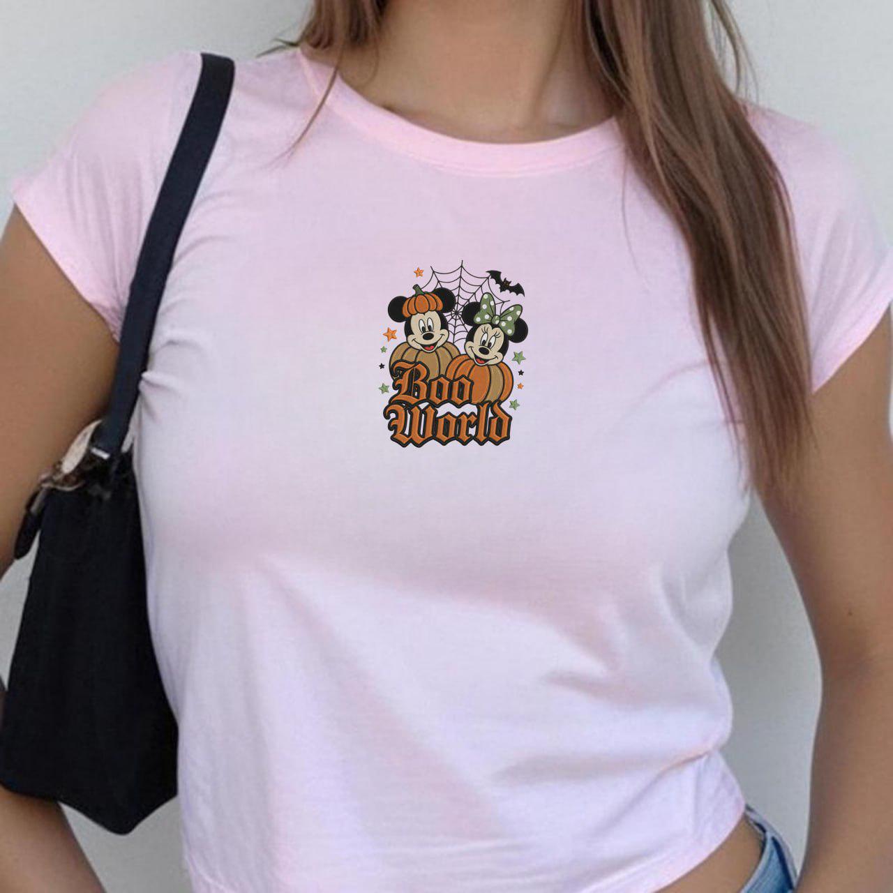 Embroidered Vintage Disney Mickey Minnie Halloween Baby Tee Tank Top – Boo World Spooky Cute Crop Tank For Disneyland Trip 2026 Shirt - photo 8
