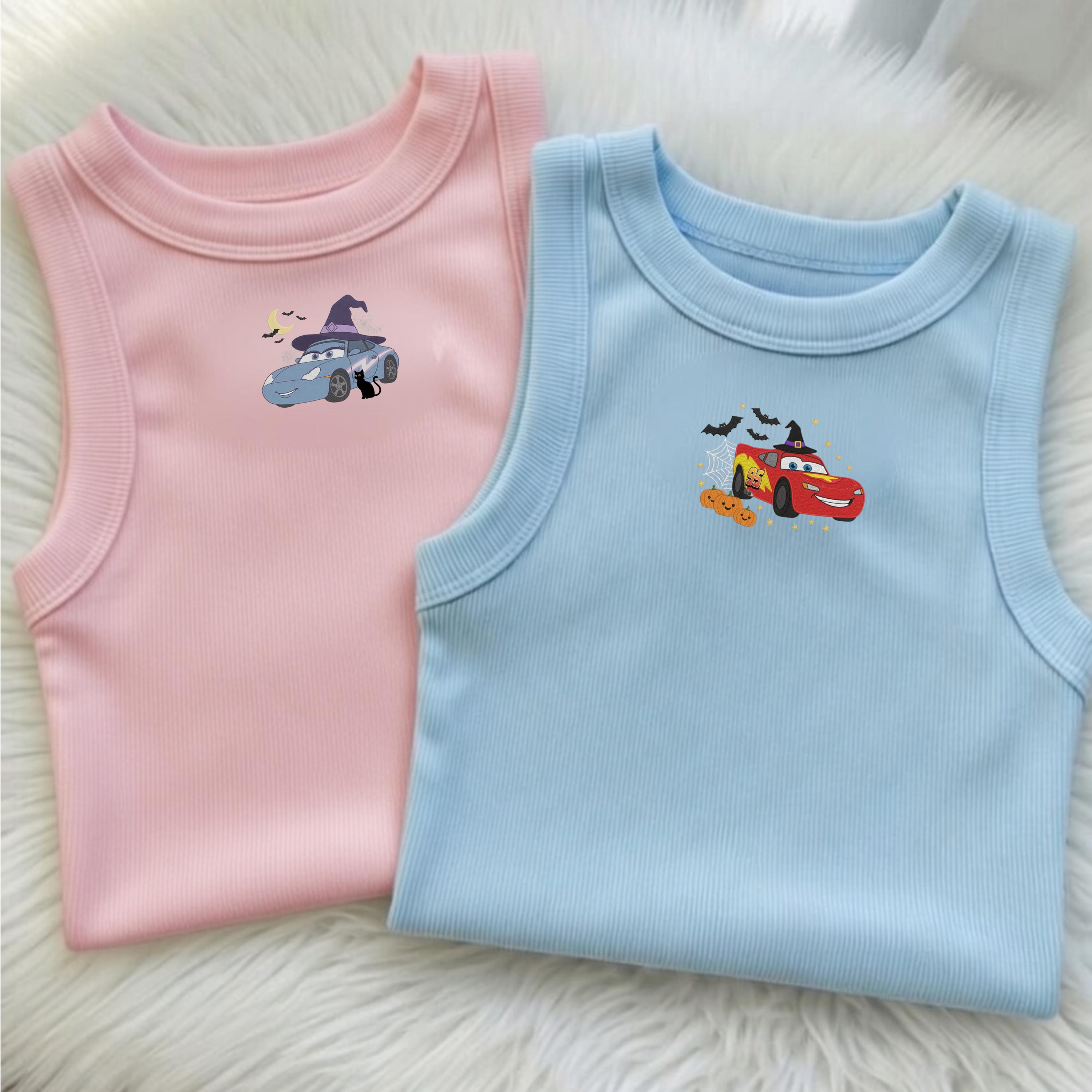 Embroidered Vintage Disney Cars Halloween Baby Tee Tank Top – Lightning McQueen Sally Crop Tank For Disneyland Trip 2026 Top