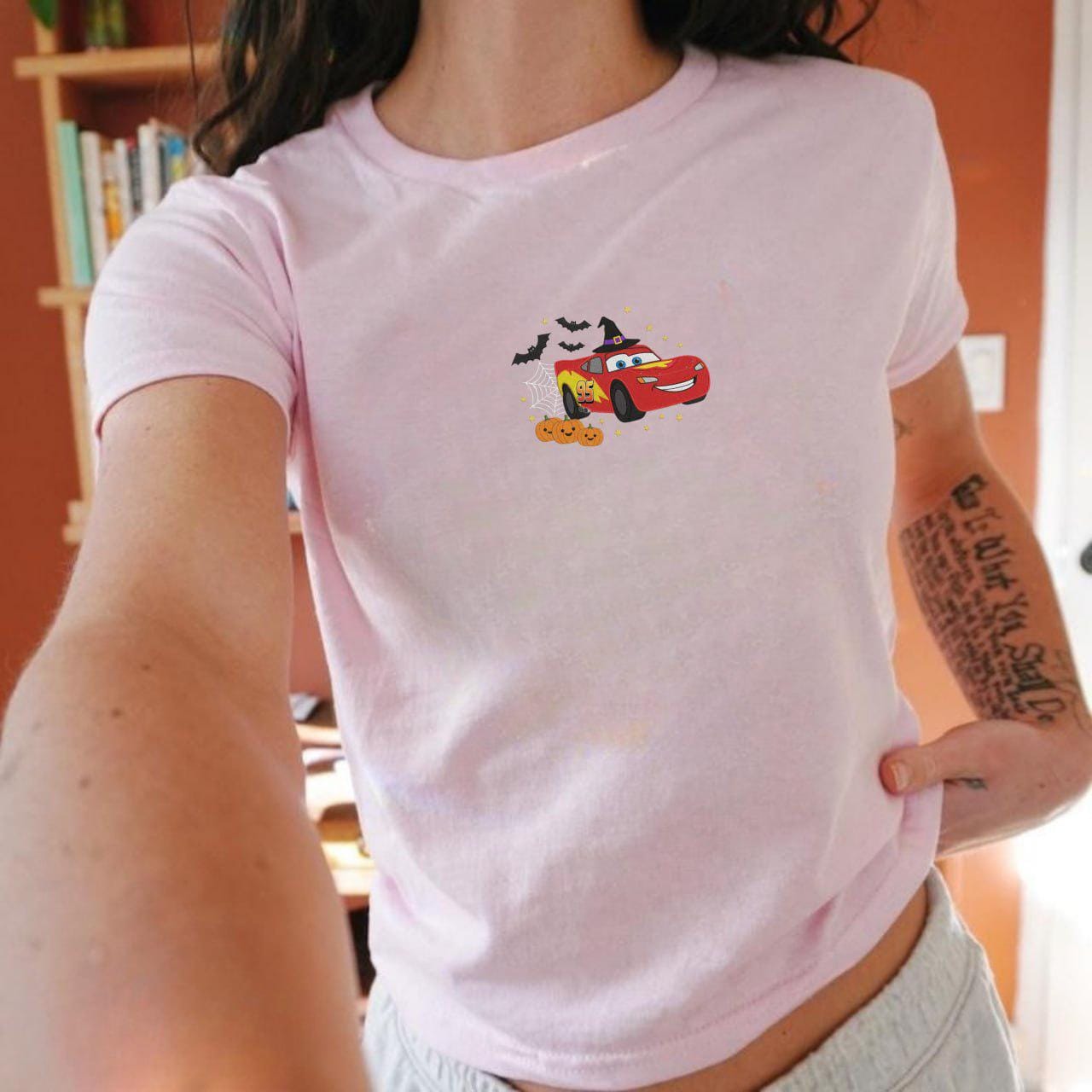 Embroidered Vintage Disney Cars Halloween Baby Tee Tank Top – Lightning McQueen Sally Crop Tank For Disneyland Trip 2026 Top - photo 2