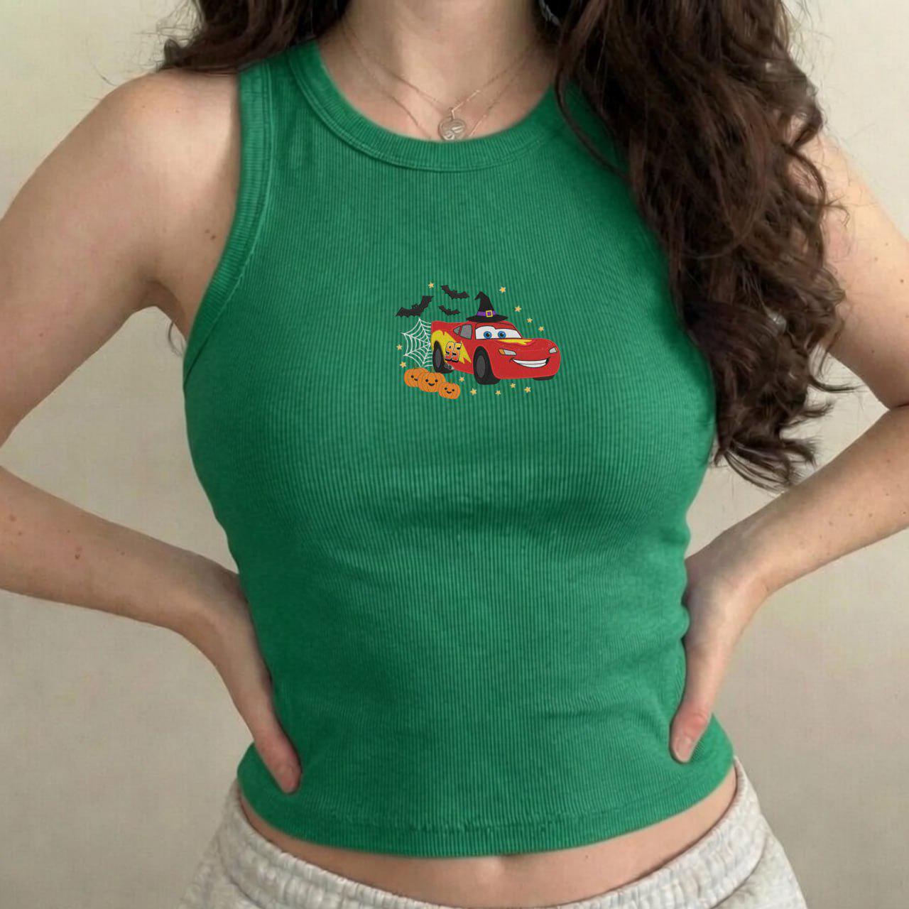 Embroidered Vintage Disney Cars Halloween Baby Tee Tank Top – Lightning McQueen Sally Crop Tank For Disneyland Trip 2026 Top - photo 8