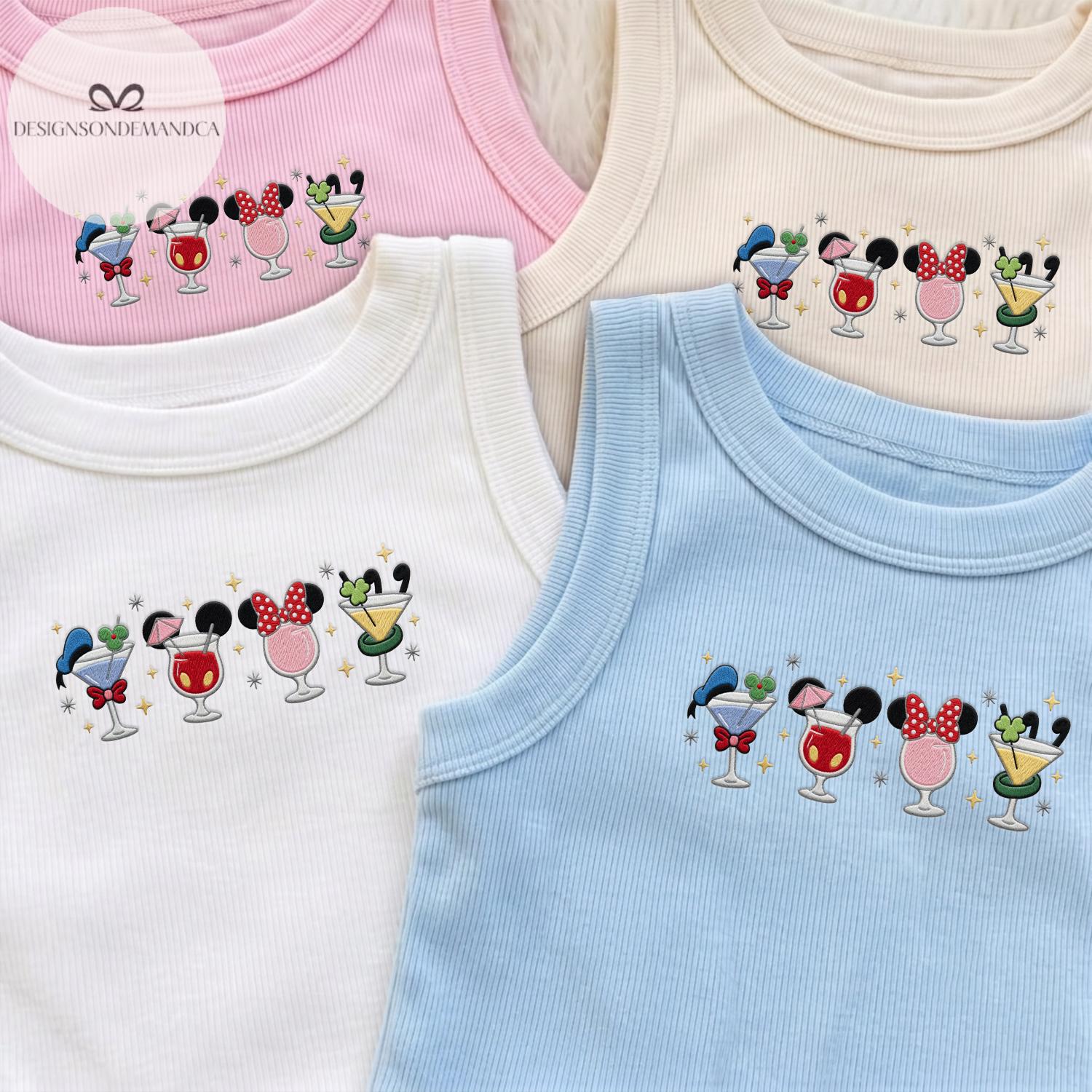 Embroidered Mickey and Friends Drinking Shirt With Epcot Drinking Team Lace Trim Tank Top Baby Tee for WDW Disneyland Trip - photo 3