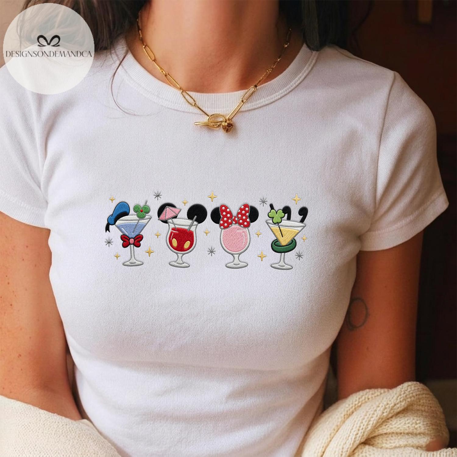 Embroidered Mickey and Friends Drinking Shirt With Epcot Drinking Team Lace Trim Tank Top Baby Tee for WDW Disneyland Trip - photo 7