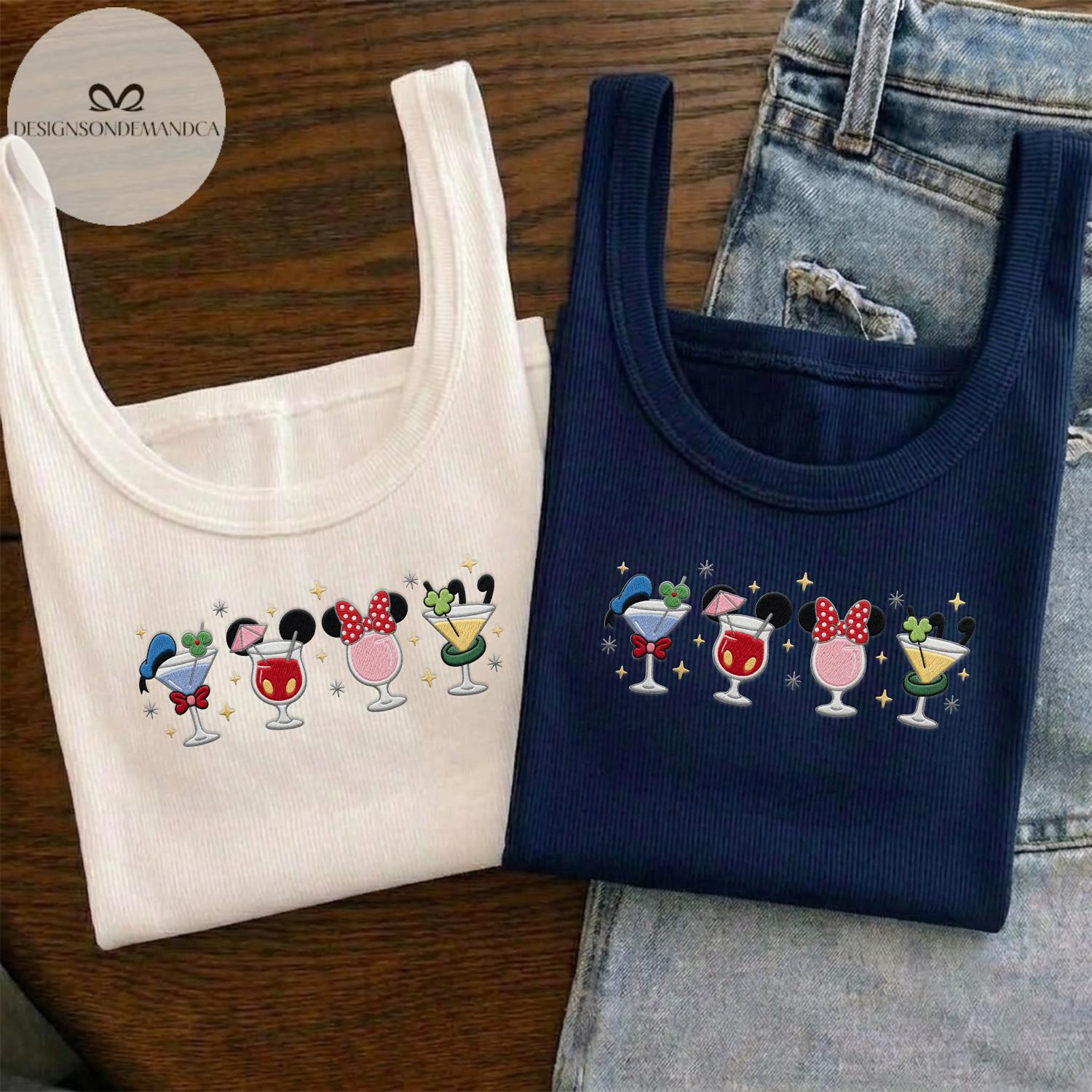 Embroidered Mickey and Friends Drinking Shirt With Epcot Drinking Team Lace Trim Tank Top Baby Tee for WDW Disneyland Trip - photo 10