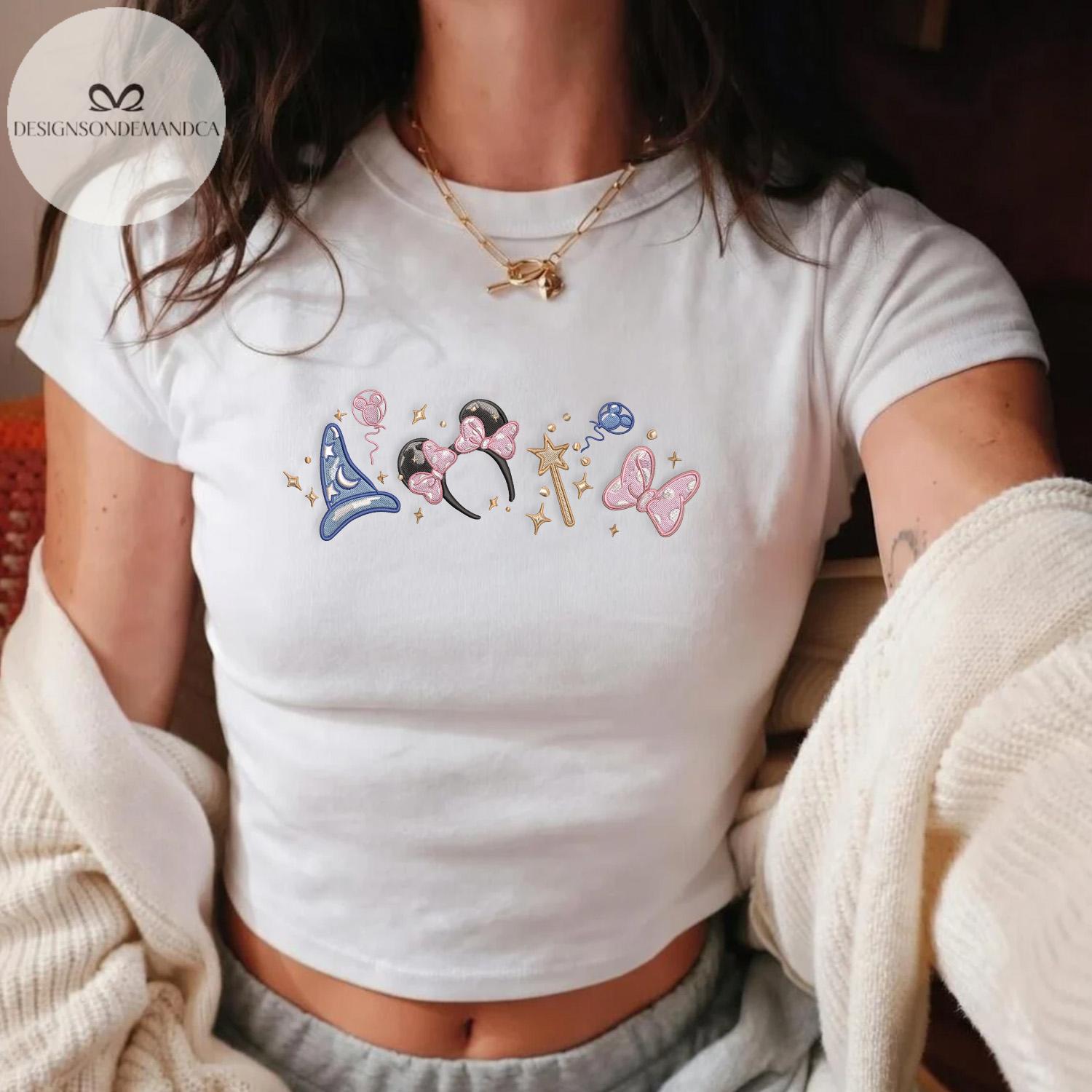 Embroidered Mickey Ear Fantasia Magical Shirt With Coquette Lace Trim Tank Top Baby Tee for WDW Disneyland Trip - photo 2