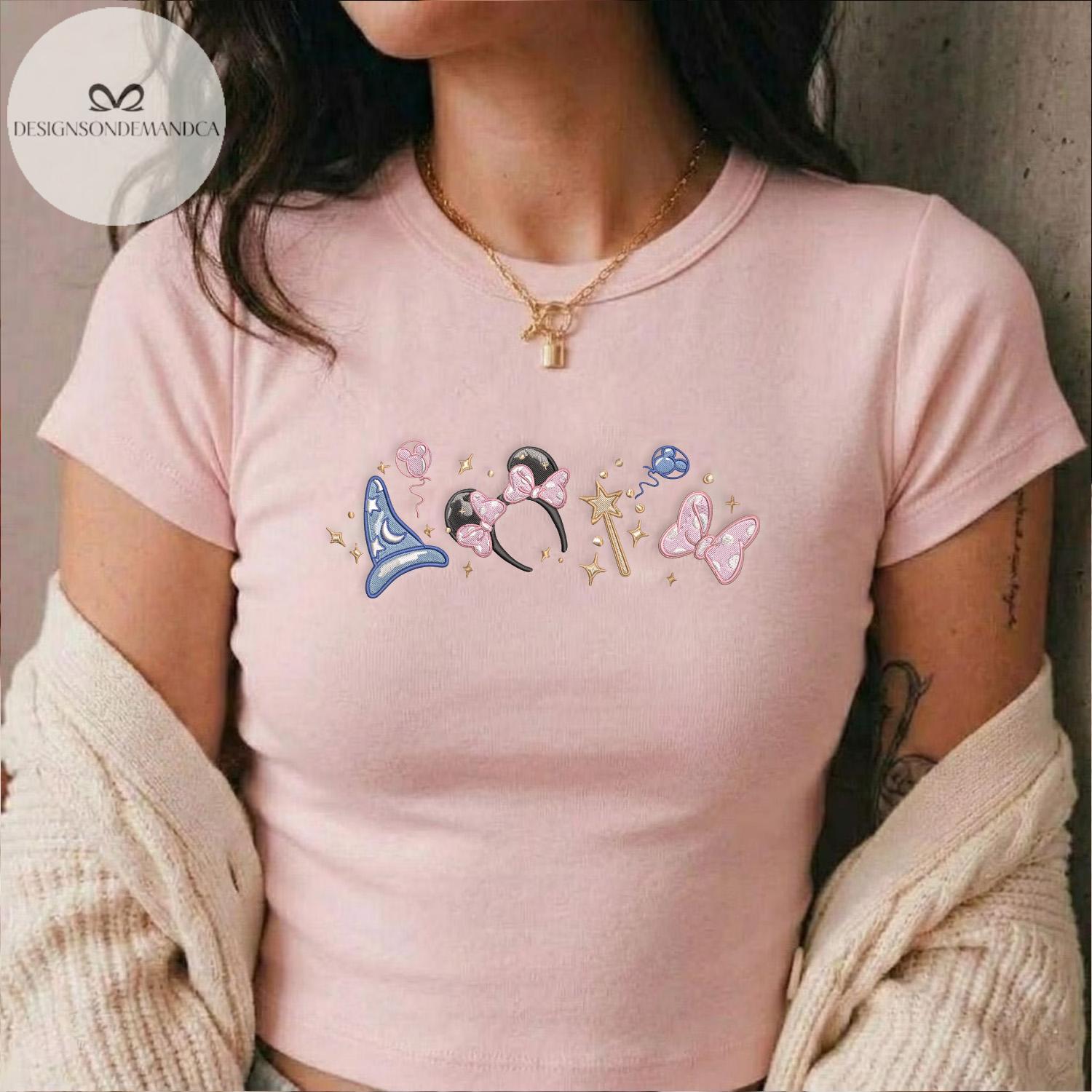 Embroidered Mickey Ear Fantasia Magical Shirt With Coquette Lace Trim Tank Top Baby Tee for WDW Disneyland Trip - photo 6