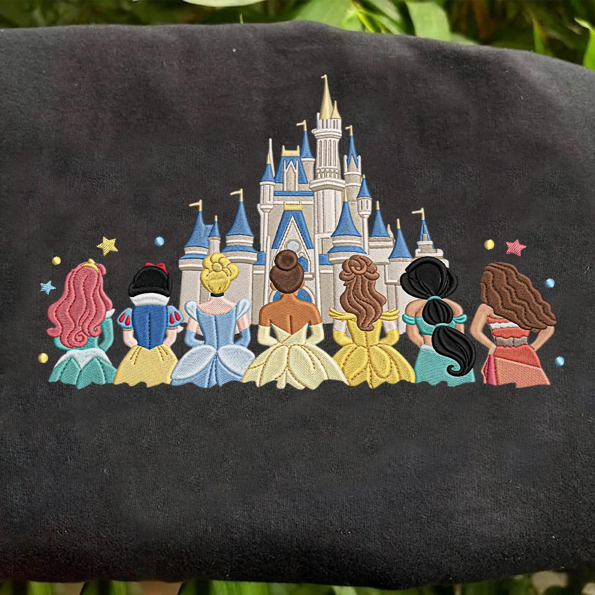 Embroidered Disney Princess Magical Castle Shirt, Sweatshirt or Quarterzip Hoodie in Minimalist Y2K Clothing Style - photo 3